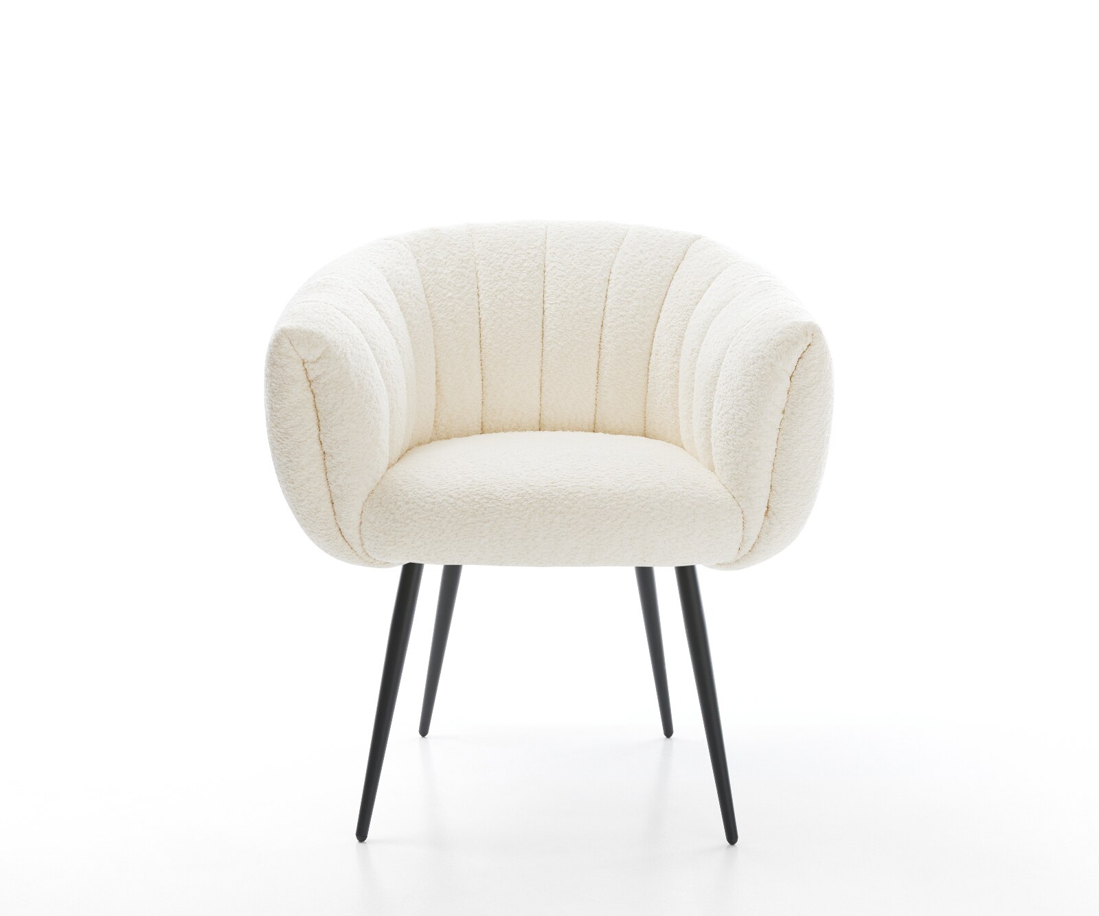 Трапезен стол Jada-Flex, Бяло букле с 4-футова конусовидна сърцевина с черни джобни пружини 1