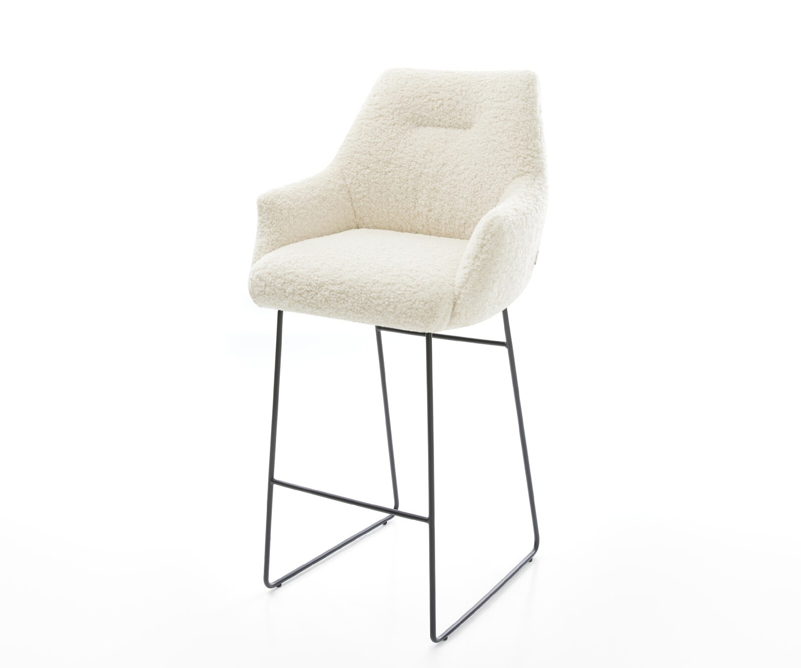 Бар стол Alja-Flex Teddy плат Бежово, Черна, метална основа шейна, Ядро от джобни пружини