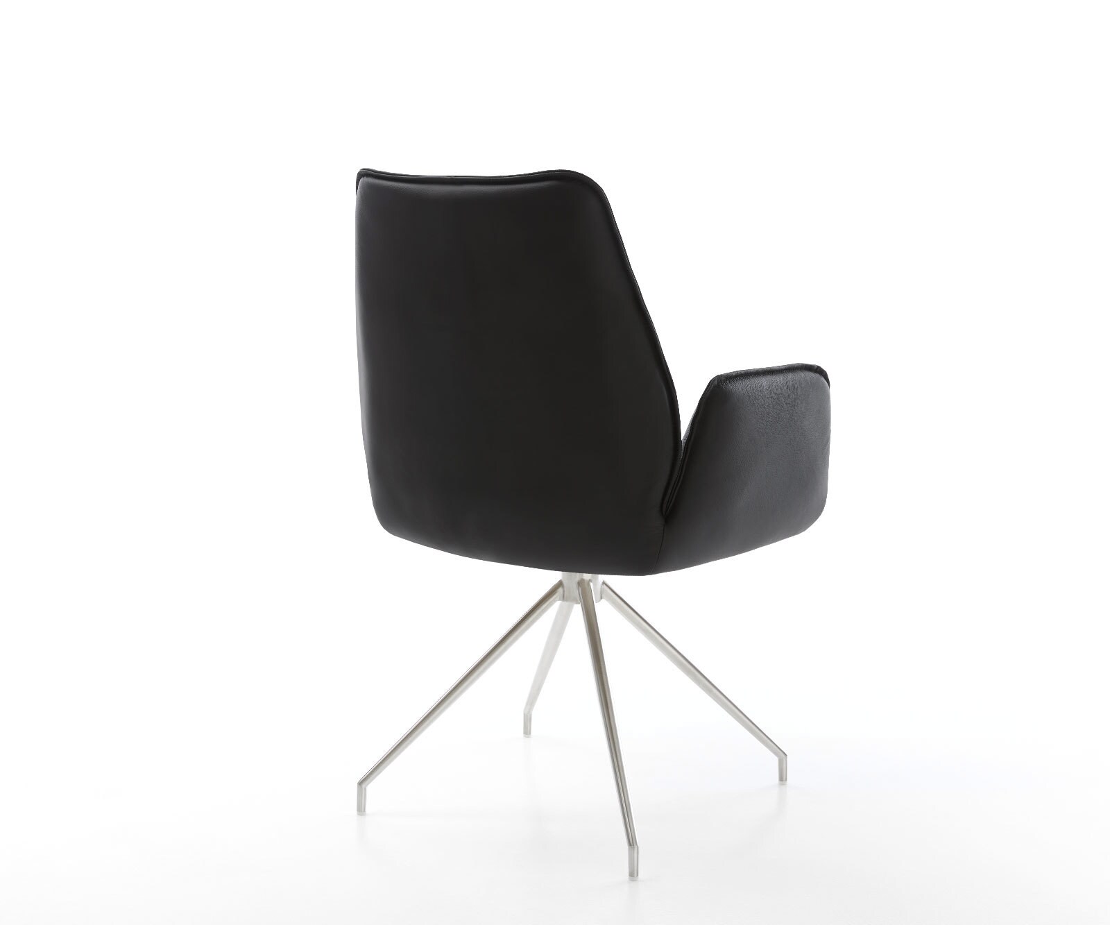 Врътящ се стол Естествена кожа Черен Конус крак кръгъл Неръждаема стомана 180° въртящ се Zoa-Flex 5