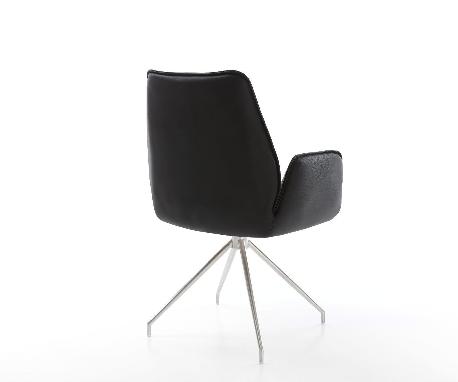 Врътящ се стол Естествена кожа Черен Конус крак кръгъл Неръждаема стомана 180° въртящ се Zoa-Flex 5