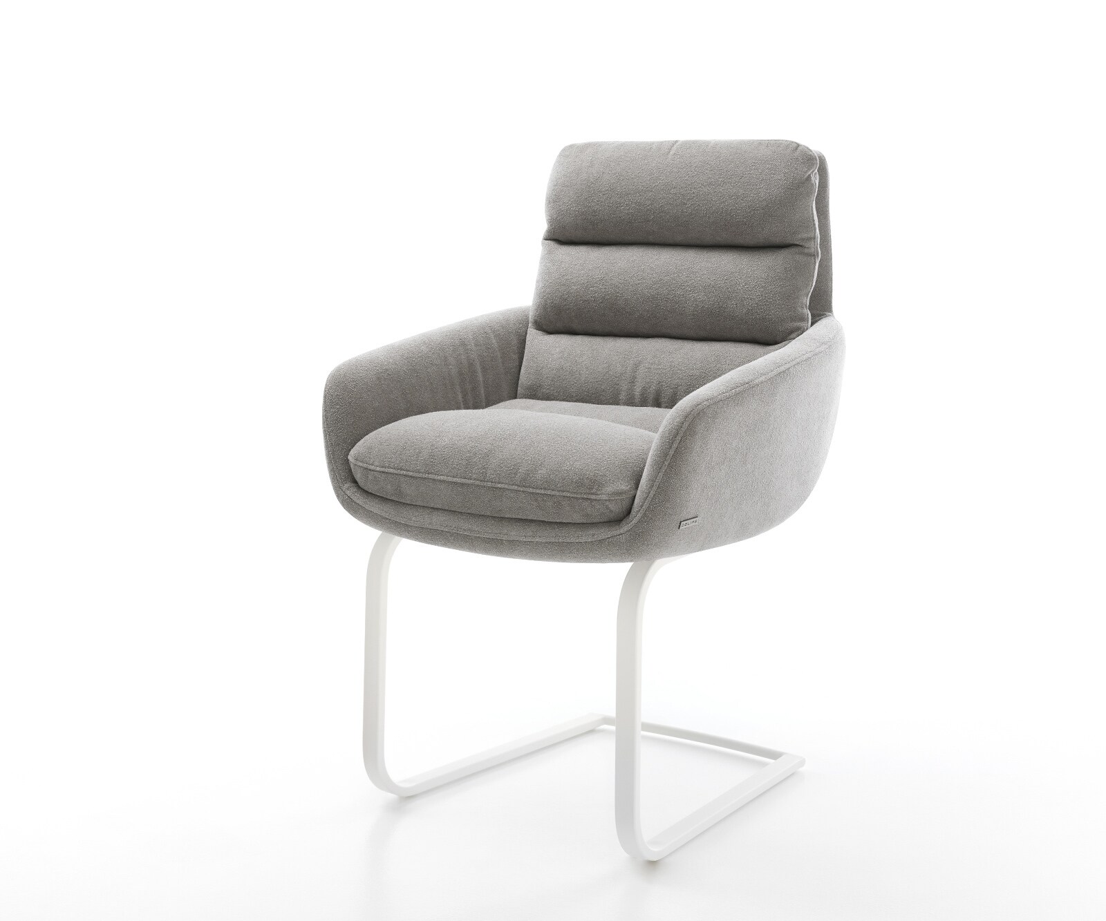 Конзолен стол Abelia-Flex с подлакътници Текстурирана тъкан Меко сиво Конзолен стол плоско бяло