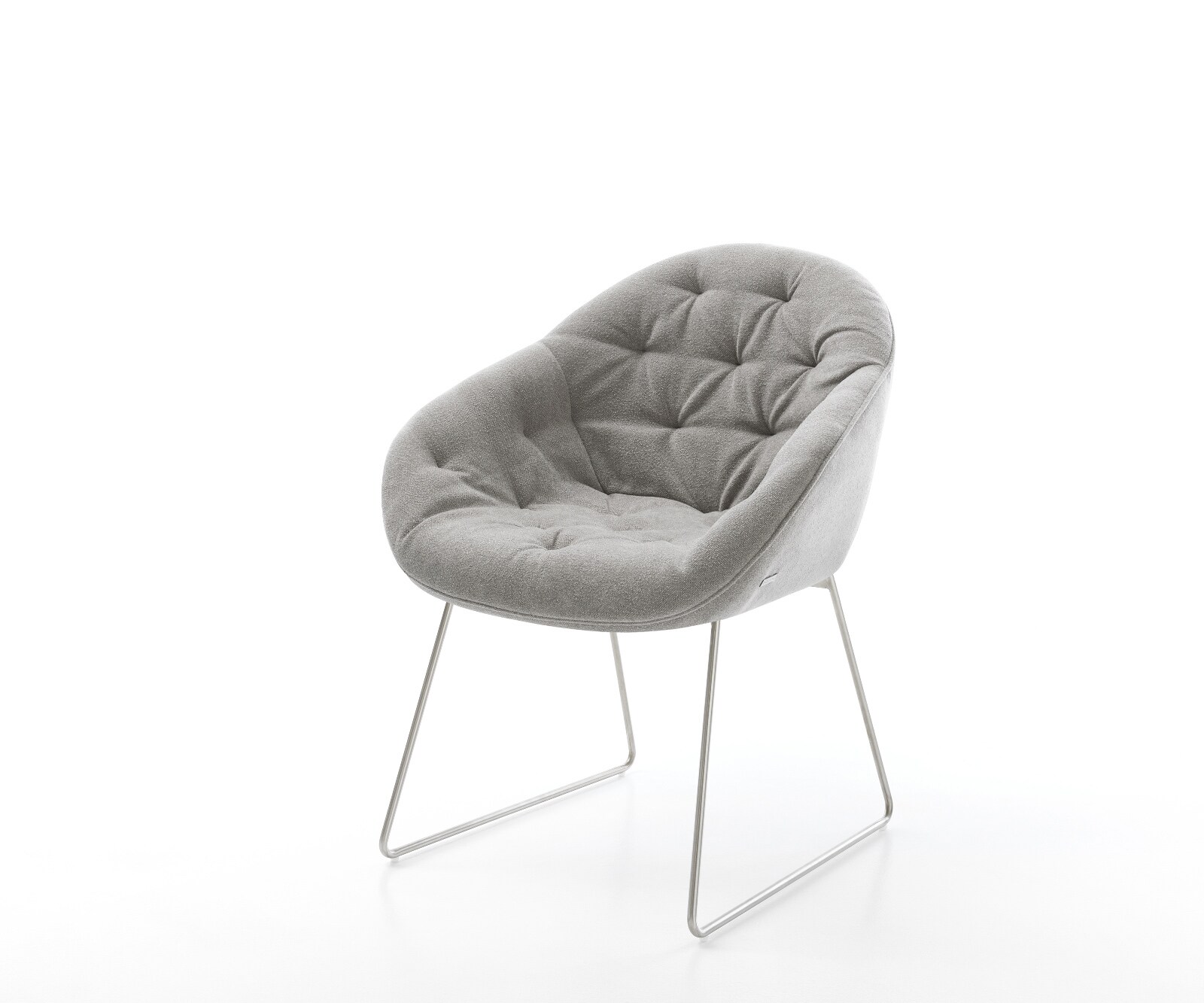 Трапезен стол Gaio-Flex текстурирана тъкан меко сиво основа от неръждаема стомана 1