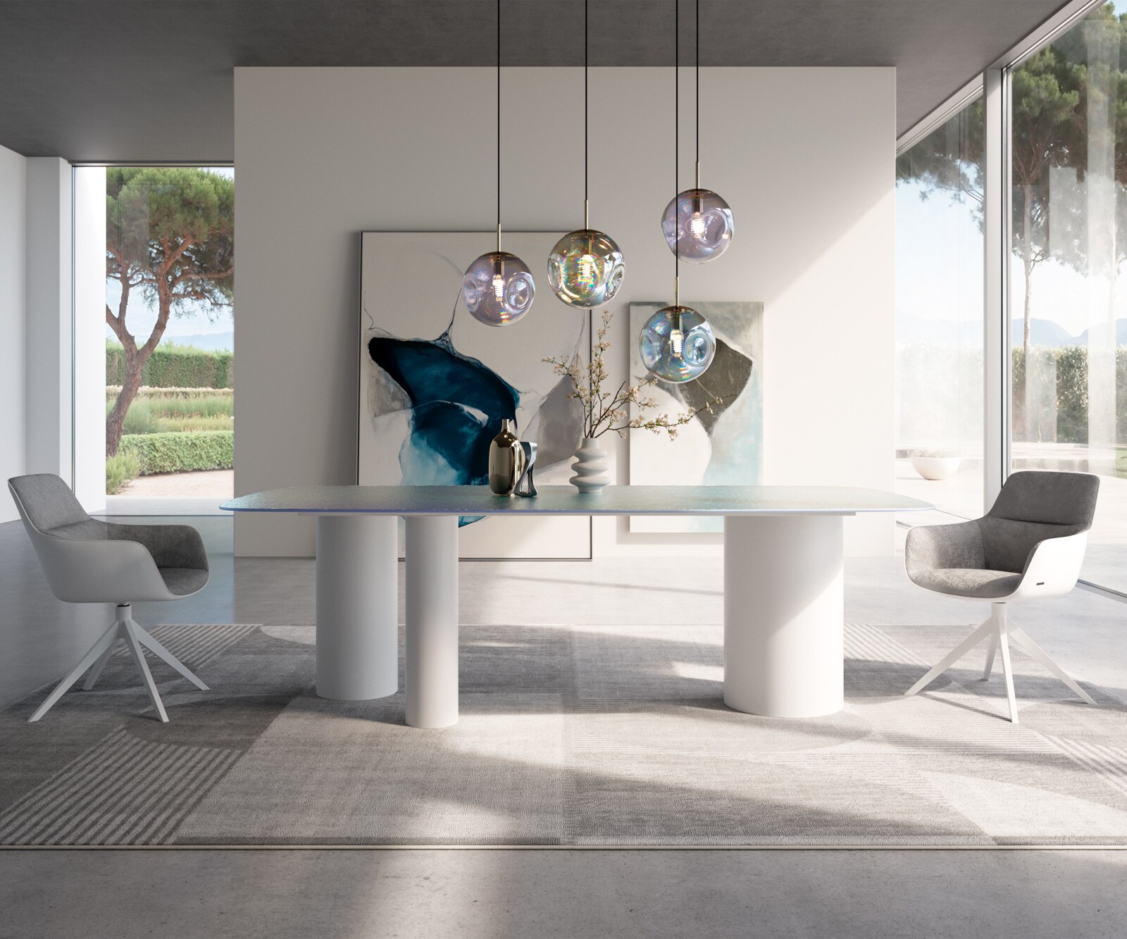 Основа за маса Troa метална бяла за плотове на маси от 200 cm 3 Основа за маса Troa метална бяла за плотове на маси от 200 cm 3