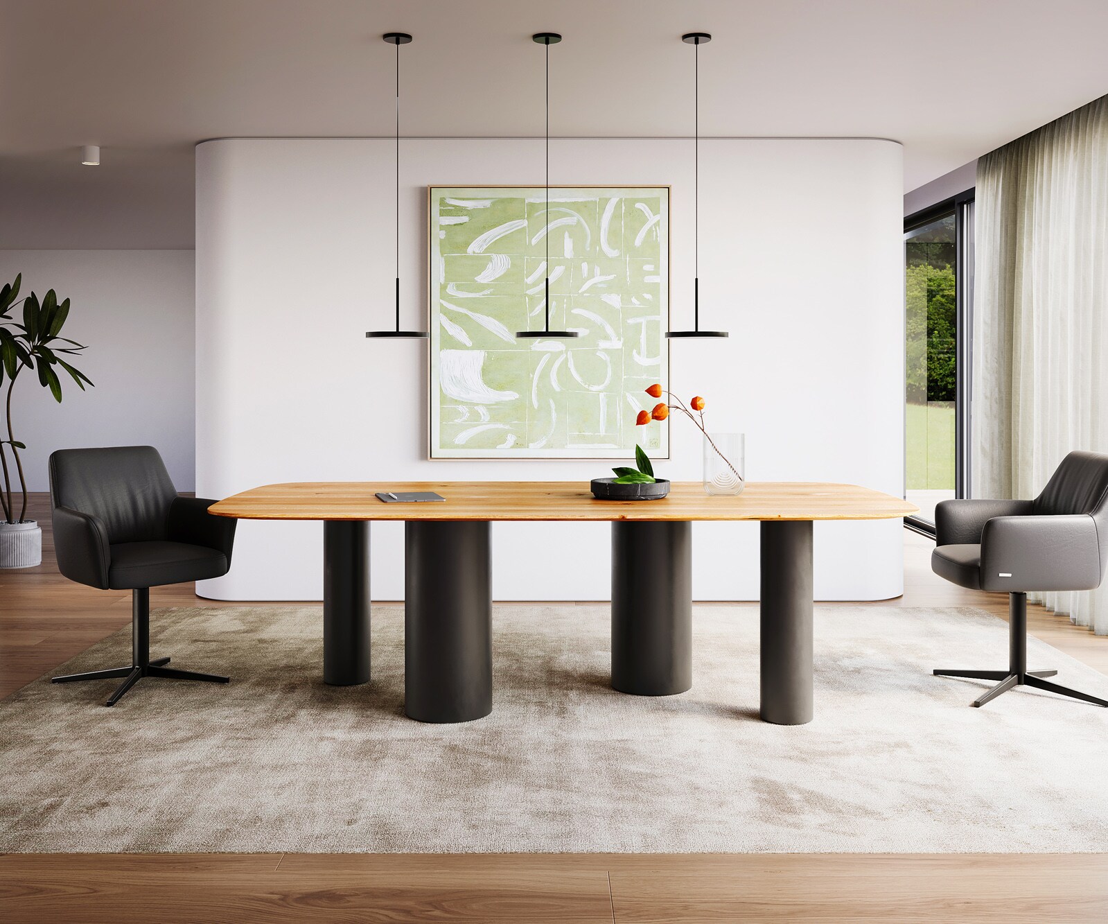 Рамка за маса Pilier метална черна за плотове на маси от 200 cm 3