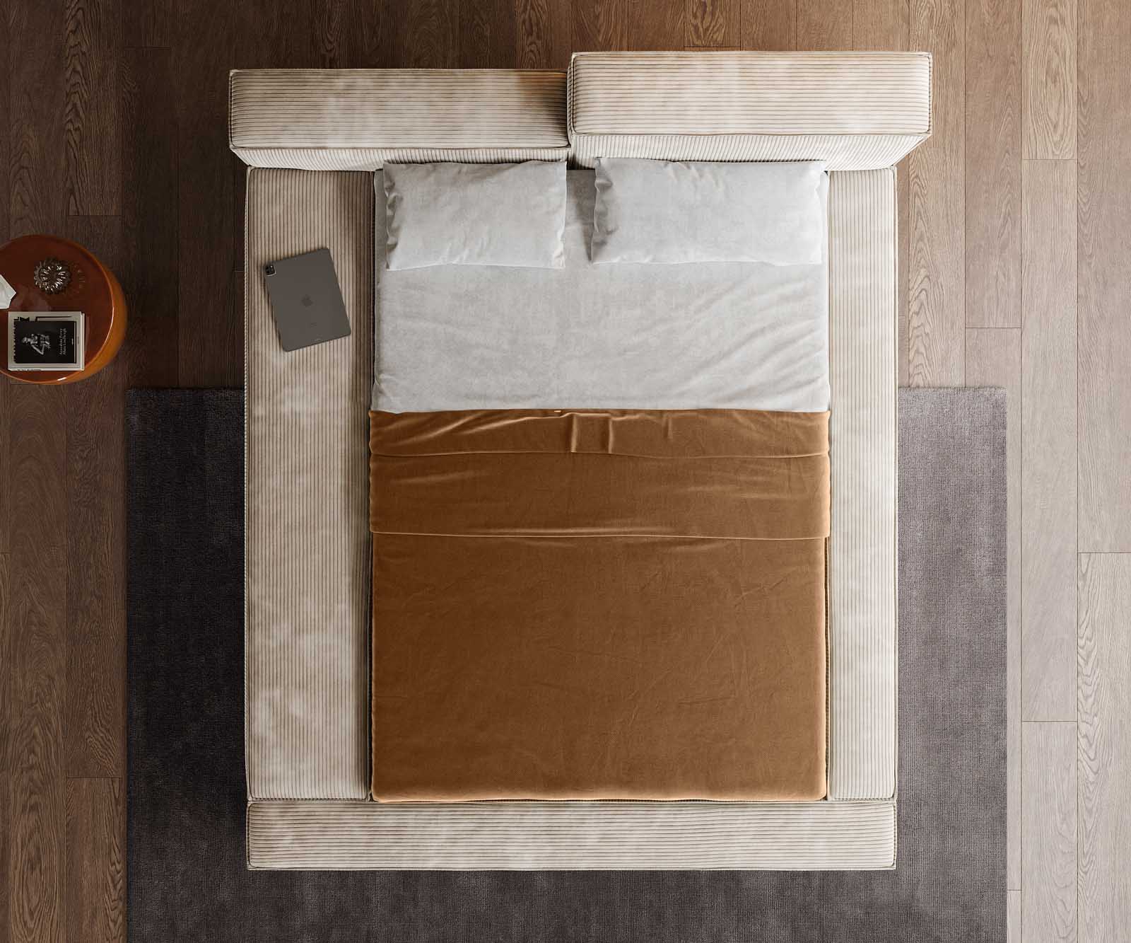 Тапицирано легло Kalinea 140x200 cm Cord бежово 5