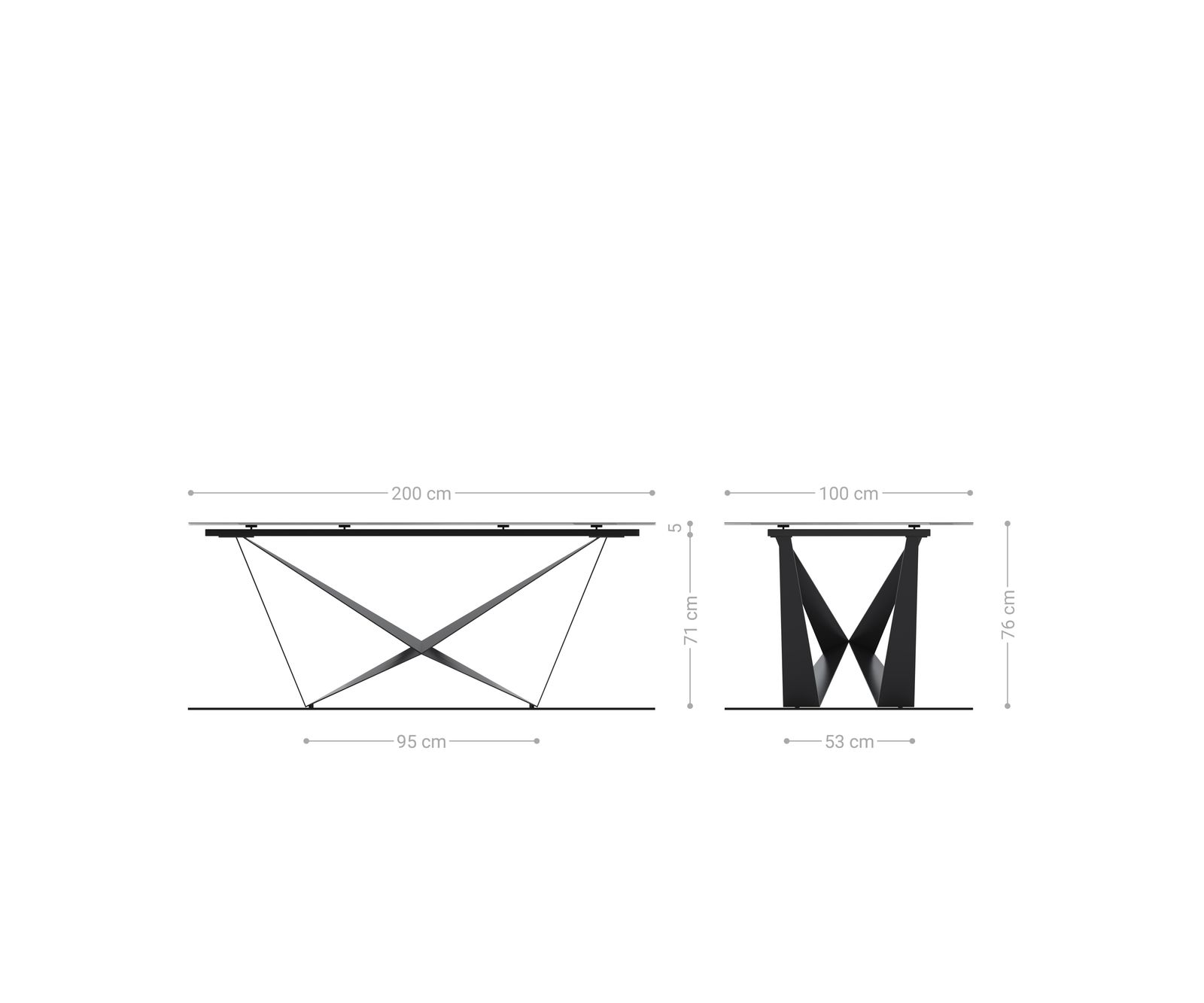 Маса 200x100 Keramik Calacatta Luxe Бял-Злато-Сив Spider плоска стомана Черен Edge 8