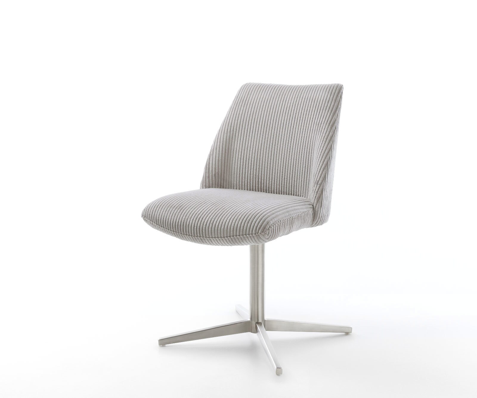 Врътящ се стол Корд СребристСив Офис основа Неръждаема стомана 360° въртящ се Покет пружина Elso-Flex 1