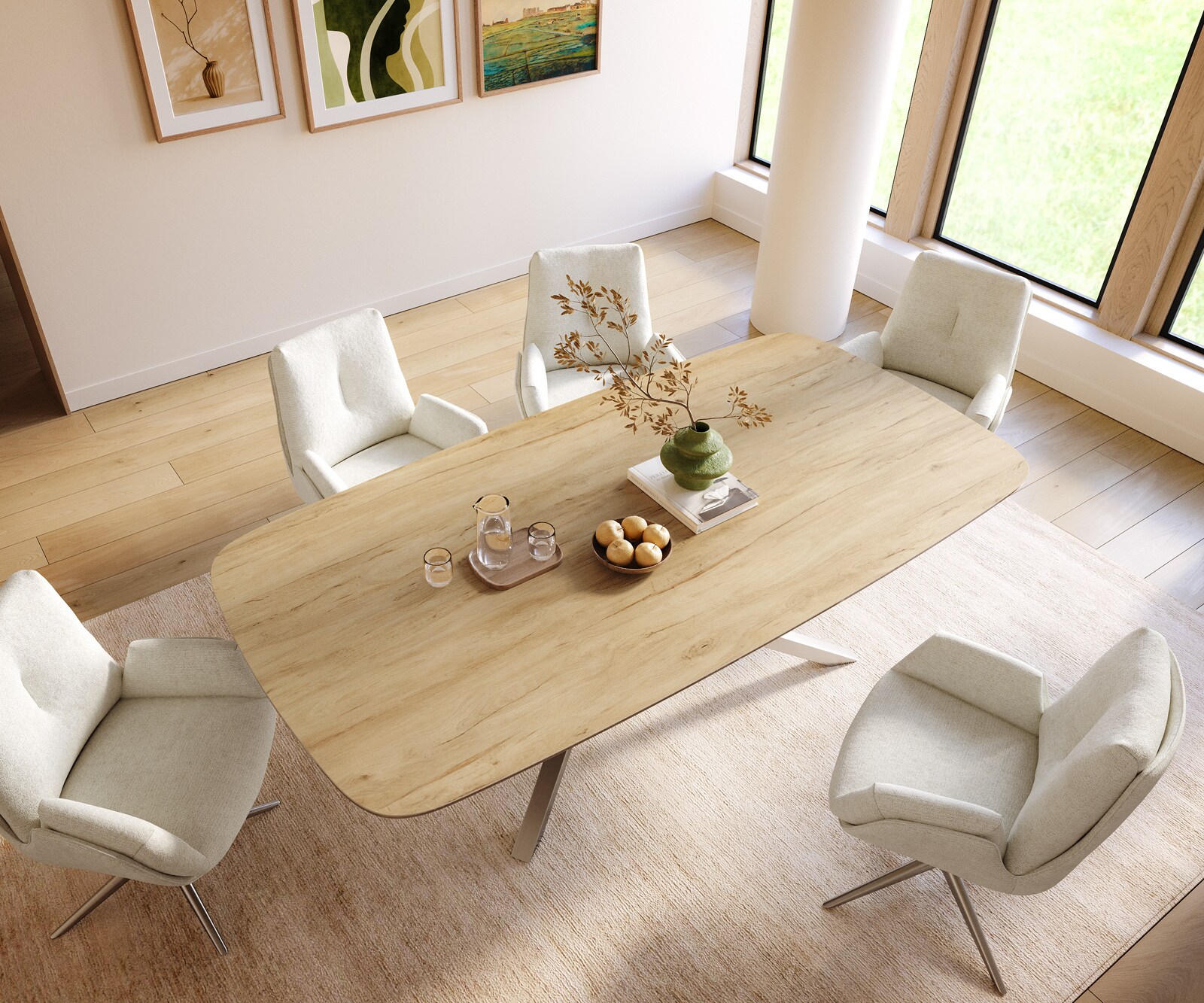 Трапезна маса Edge Boot 240x120 см, керамика Laminam „®“, цвят „Sabbia“ (дъбов), кръстообразна рамка, правоъгълна, неръждаема стомана 4