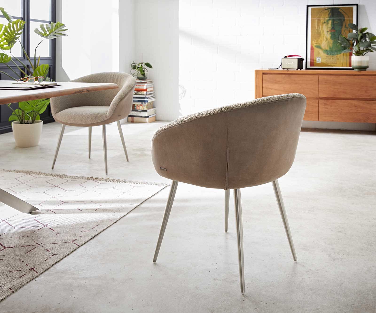 Трапезен стол с подлакътници Комбинация дамаски Сиво-Кафяв 4 крака конични Неръждаема стомана Покет пружина Vinka-Flex 5 Трапезен стол с подлакътници Комбинация дамаски Сиво-Кафяв 4 крака конични Неръждаема стомана Покет пружина Vinka-Flex 5