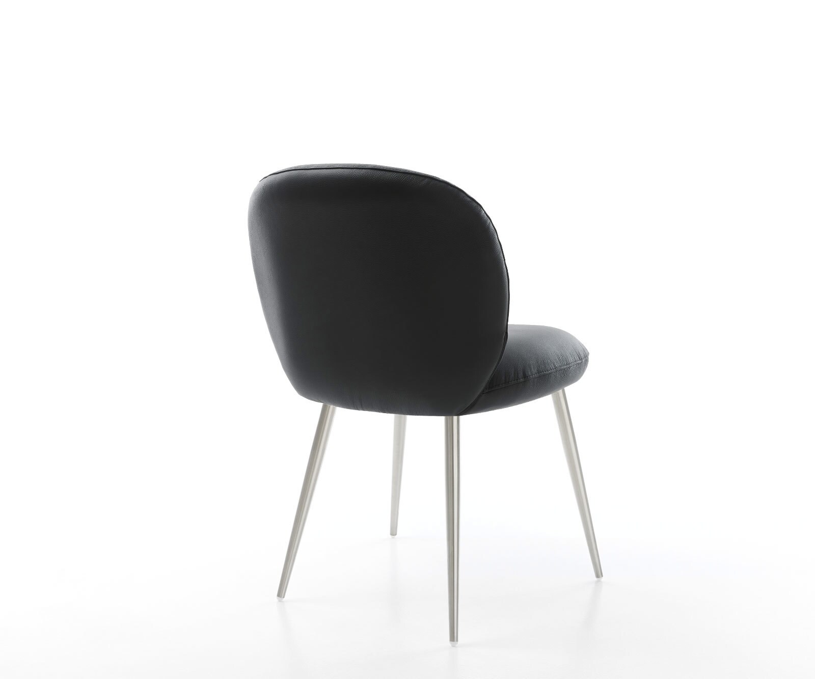 Трапезен стол Естествена кожа Черен 4 крака конични Неръждаема стомана Покет пружина Nube-Flex 4