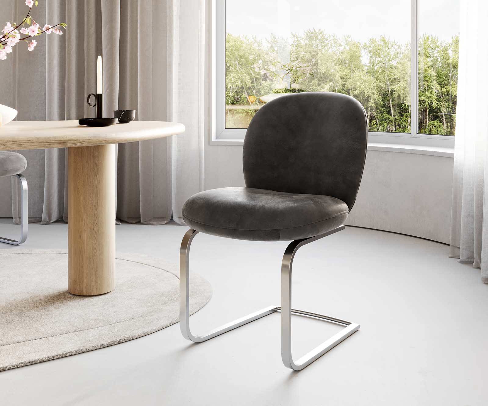 Люлеещ стол Антрацит Винтидж Конзолен крак плосък Неръждаема стомана Покет пружина Nube-Flex 1