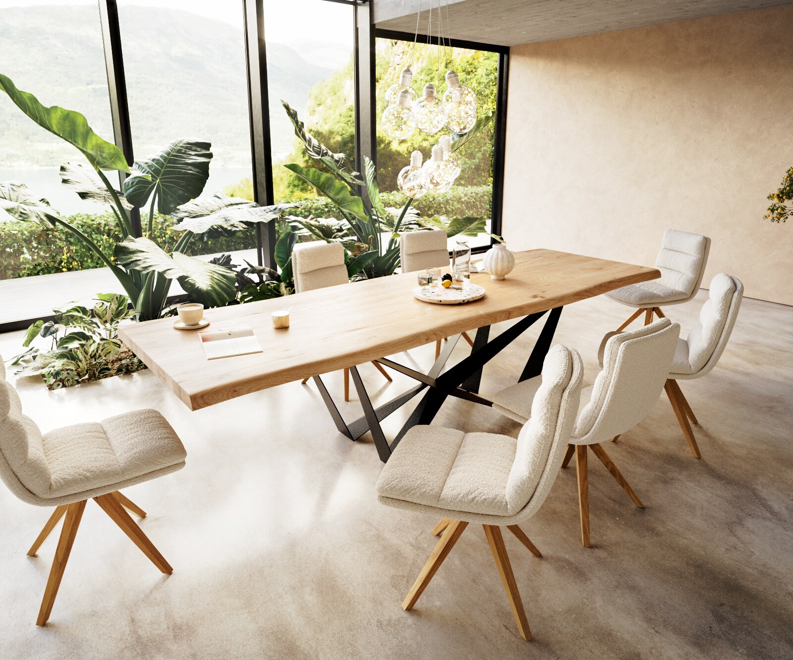 Маса 300x100 Дъб Натурал Spider плоска стомана Черен Edge 6