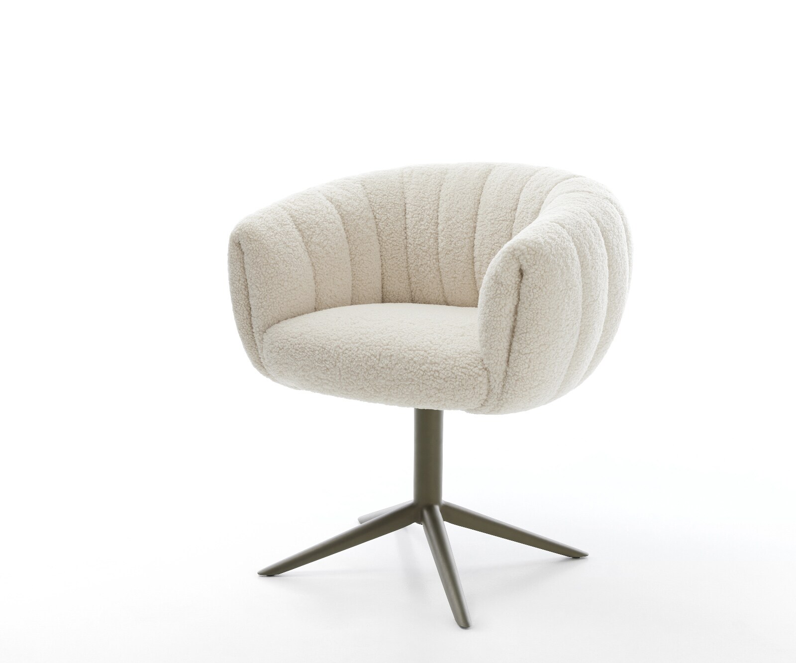 Въртящ се стол Jada-Flex teddy плат, бежова основа, ефект покритие титан, 360° въртяща и се люлееща се функция, сърцевина от джобни пружини