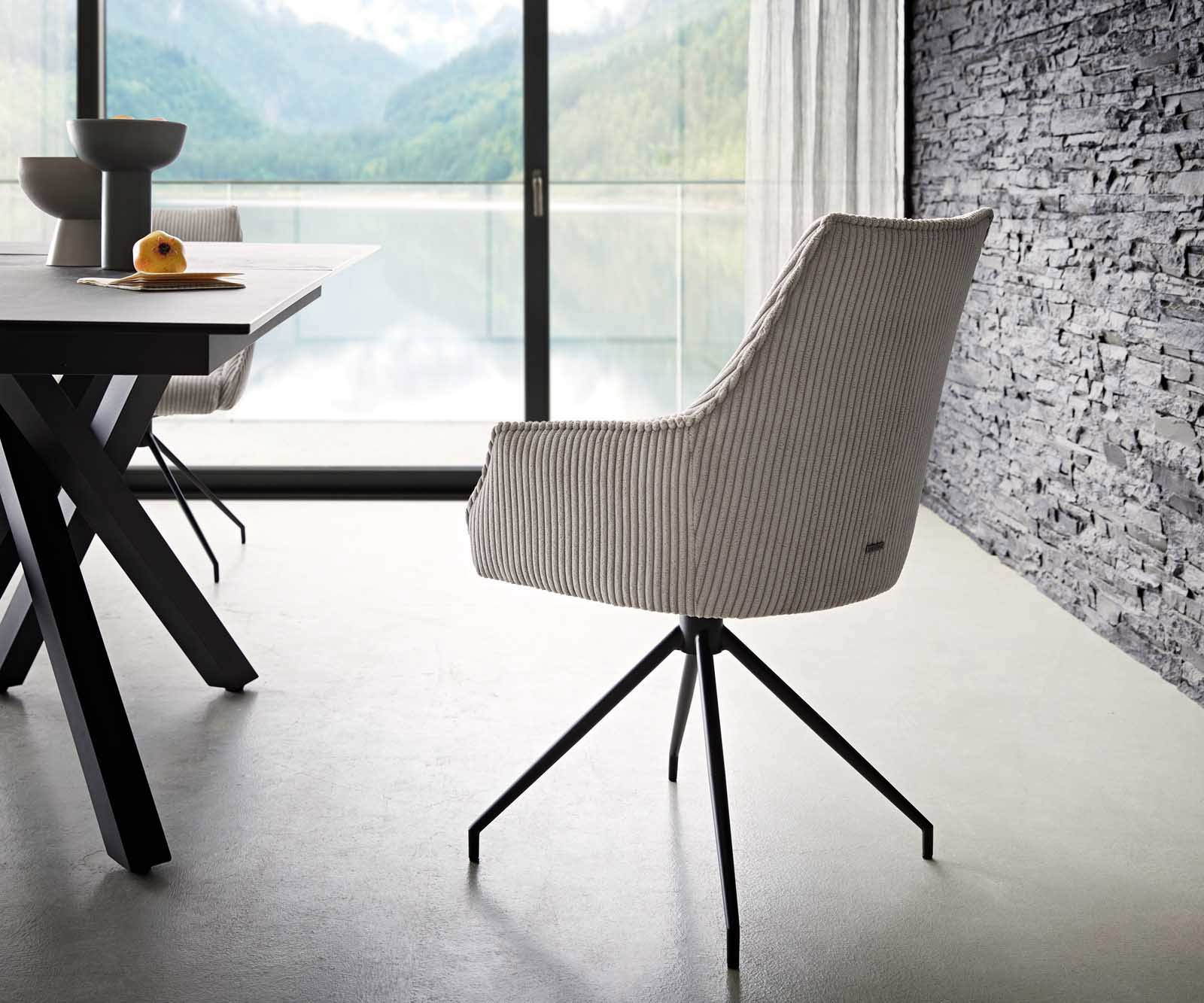 Врътящ се стол с подлакътници Корд СребристСив Конус крак кръгъл Черен 180° въртящ се Покет пружина Alja-Flex 4 Врътящ се стол с подлакътници Корд СребристСив Конус крак кръгъл Черен 180° въртящ се Покет пружина Alja-Flex 4