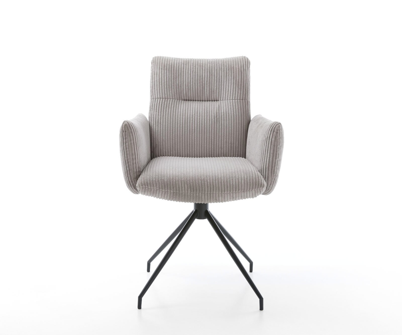 Врътящ се стол с подлакътници Корд СребристСив Конус крак кръгъл Черен 180° въртящ се Покет пружина Jova-Flex 2