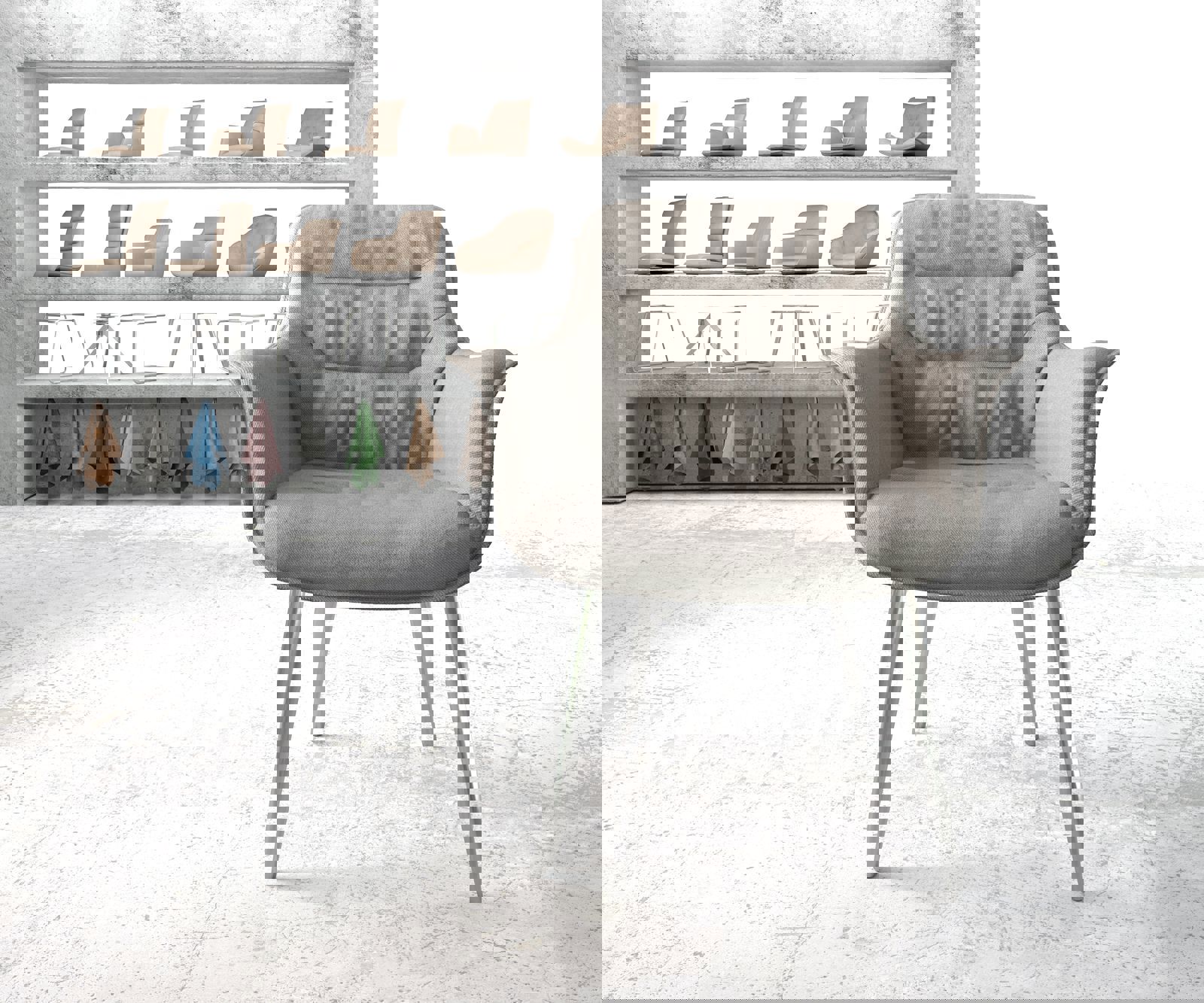 Трапезен стол Ивици СветлоСив 4 крака конични Неръждаема стомана Kaira-Flex 2