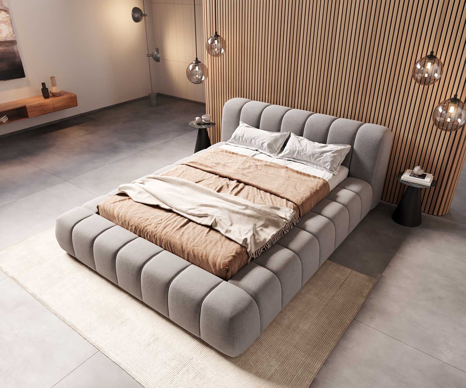 Тапицирано легло Cutio 140x200 cm микрофибър сиво 3