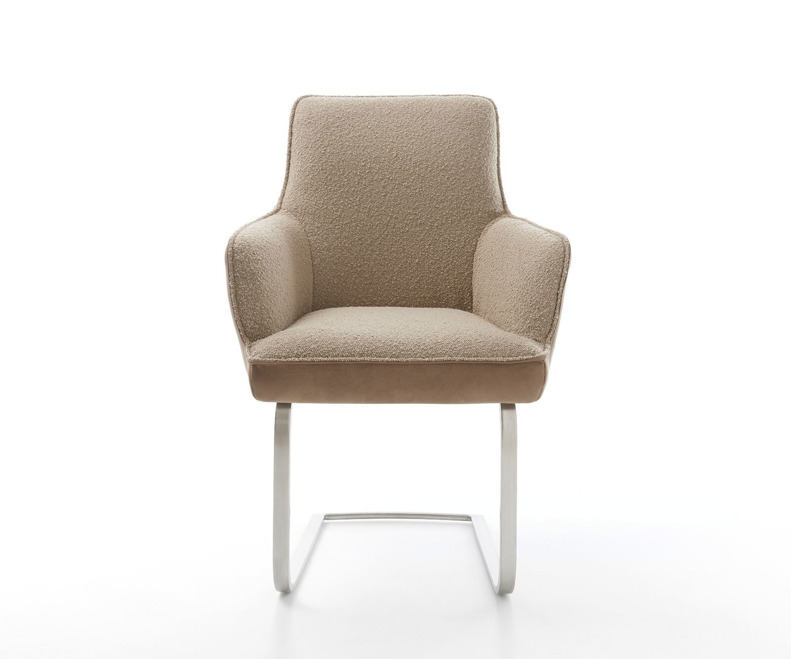 Люлеещ стол с подлакътници Микс от дамаски Сиво-Кафяв Конзолен крак плосък Неръждаема стомана Покет пружина Heira-Flex 2