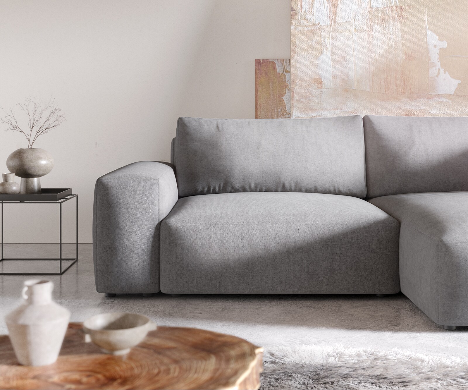 Ъглов диван XL 270x180 cm Микрофибър Сив Варианти лежанка Lanzo 4