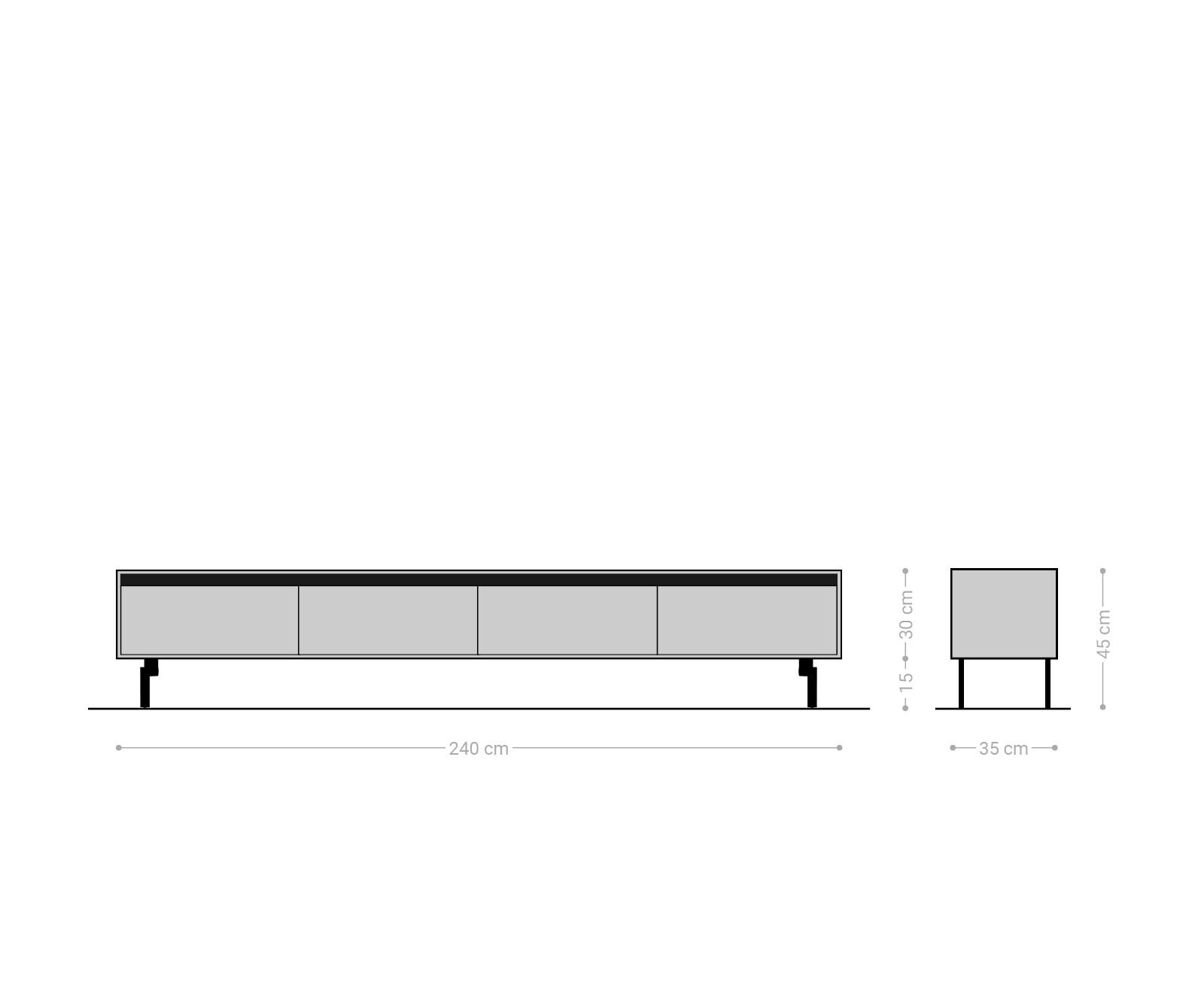 ТВ шкаф 240 cm Акация Натурал 4 Врати Крак Овал Неръждаема стомана Stonegrace 5