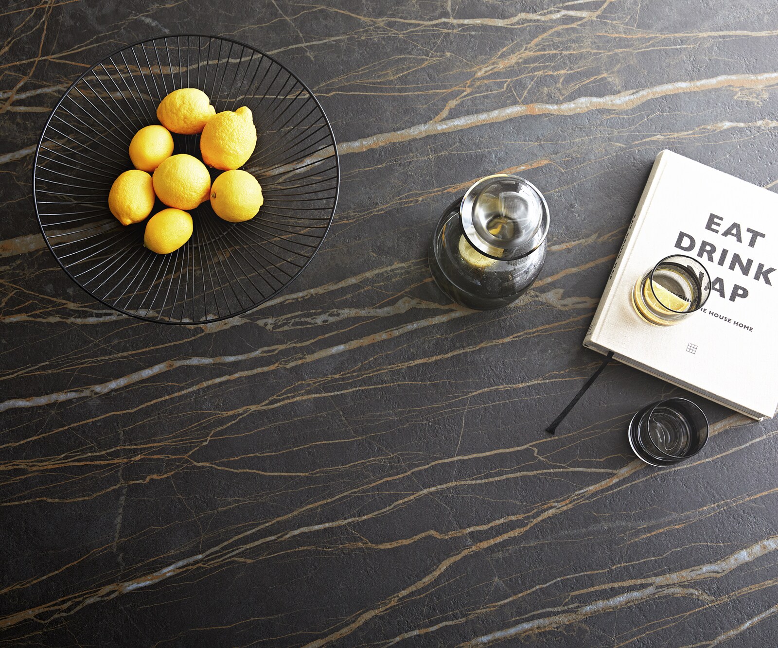 Маса 200x100cm Keramik Laminam®Noir Desir Кафяв среден крак Кръст Черен Edge 4