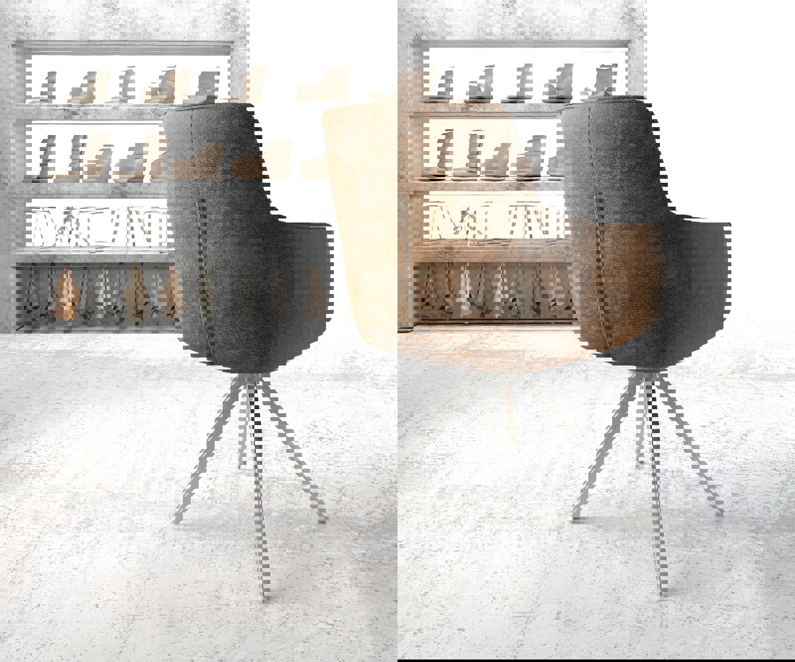 Въртящ се стол Pejo-Flex кафява антична кръстосана рамка ъглова неръждаема стомана въртящ се на 180° 3