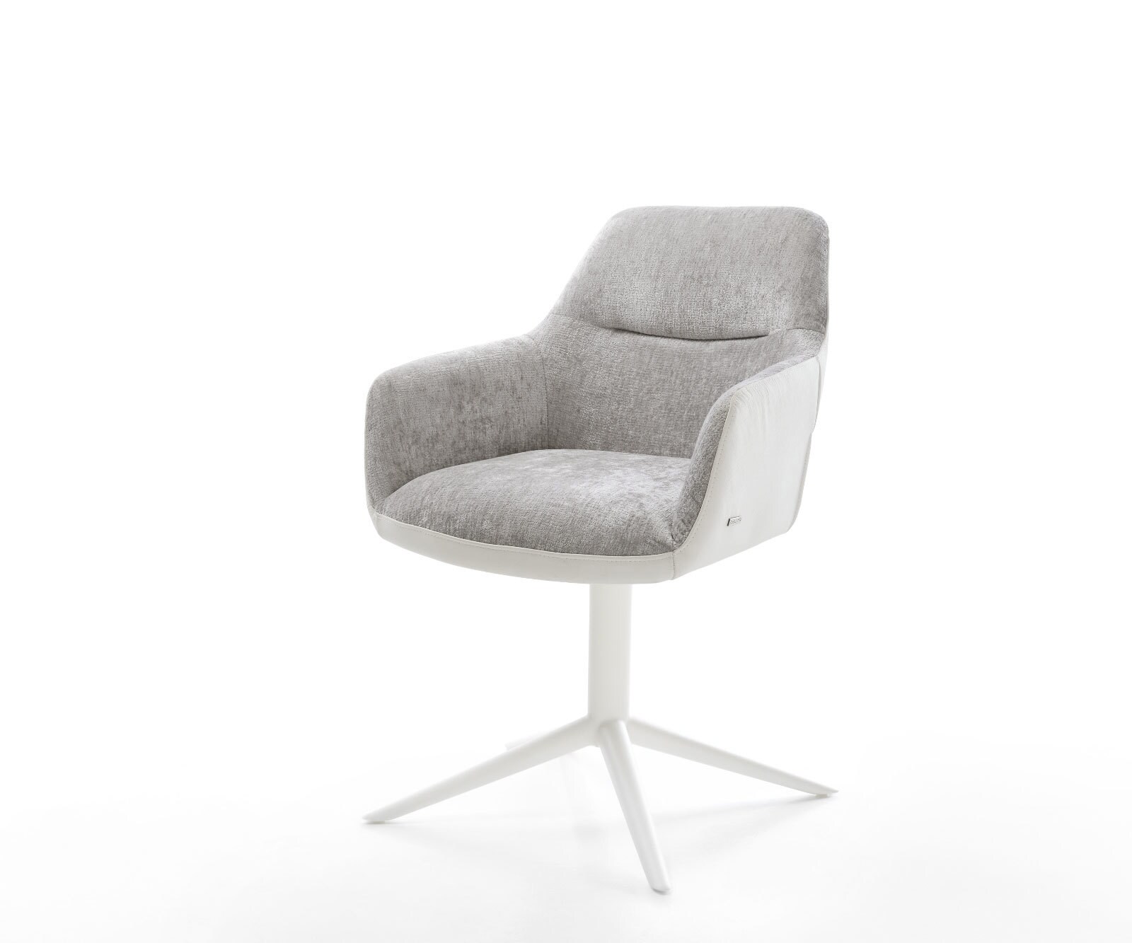 Въртящ се стол Pejo-Flex микс от материали естествена кожа бяло-сребристо сива основа бяла 360° въртяща се люлееща се функция сърцевина от джобни пружини