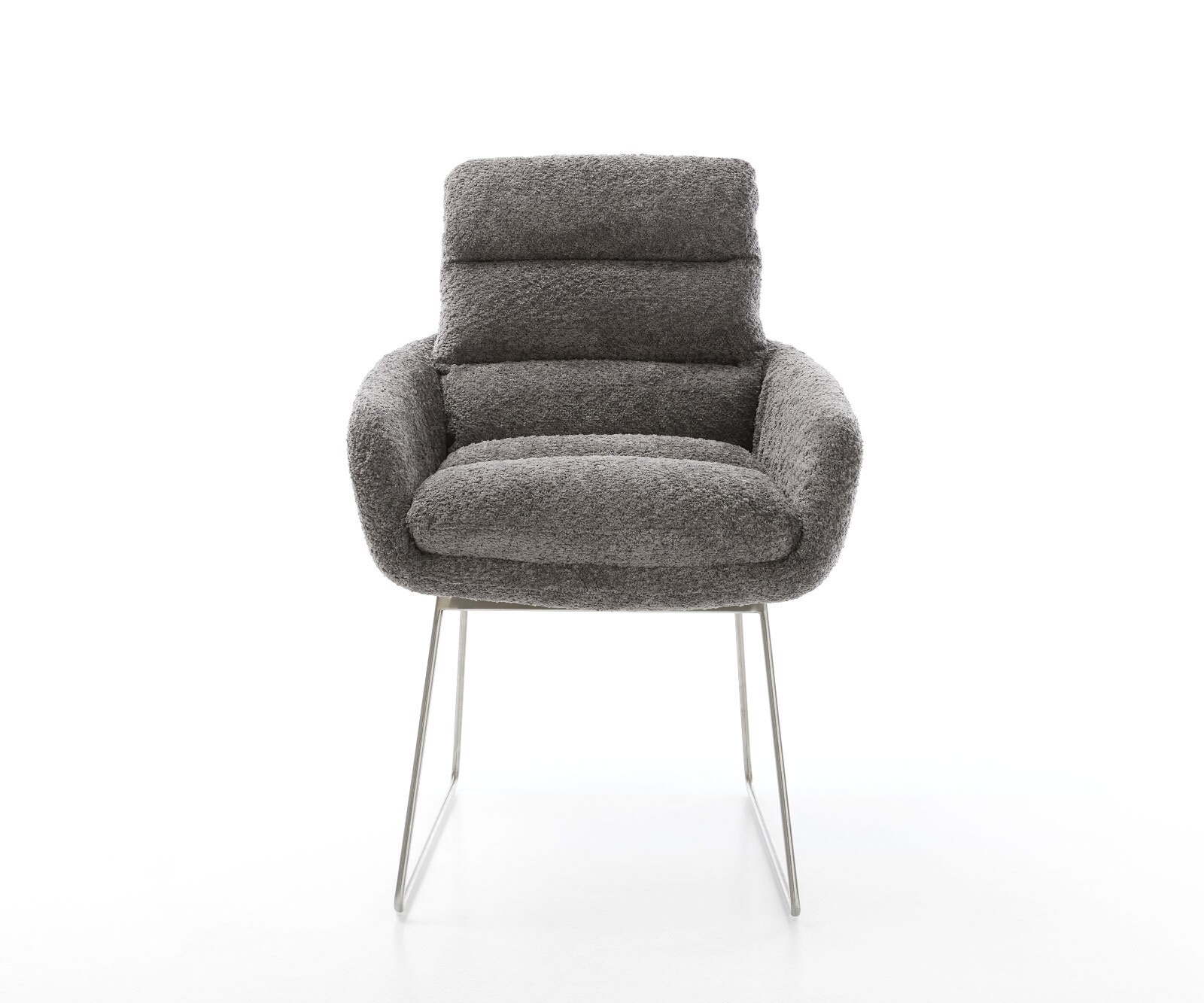 Стол с подлакътници Букле Сив Извити крака Неръждаема стомана Abelia-Flex 1