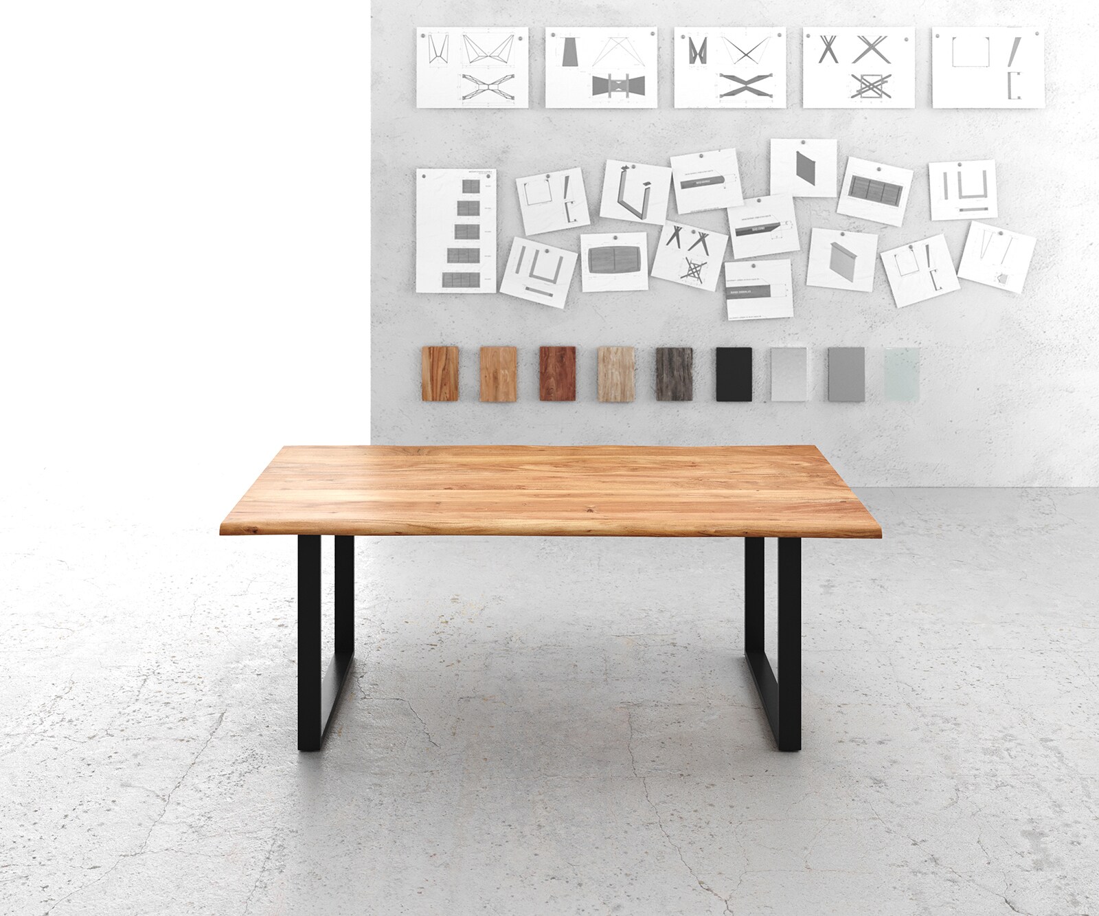 Маса 200x100 Акация Натурал Метал Черен Edge 1 Маса 200x100 Акация Натурал Метал Черен Edge 1