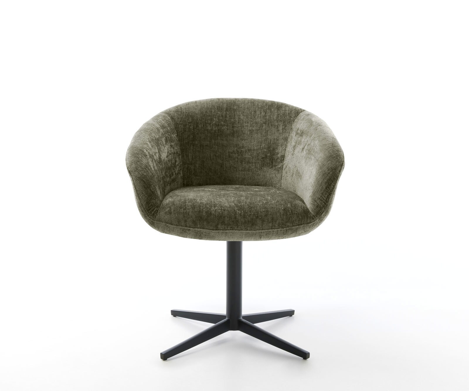 Врътящ се стол с подлакътници Шенил Маслина Офис основа Черен 360° въртящ се Покет пружина Vinka-Flex 2