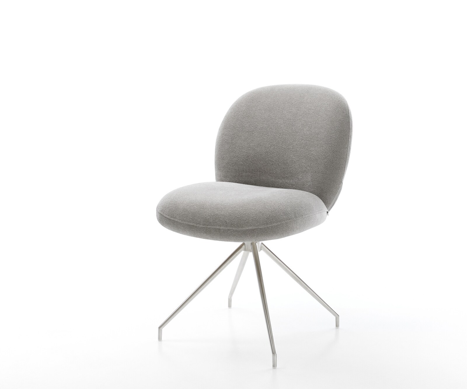 Стол за хранене Nube-Flex текстурирана тъкан меко сиво кръстосана рамка конична сърцевина от неръждаема стомана с джобни пружини