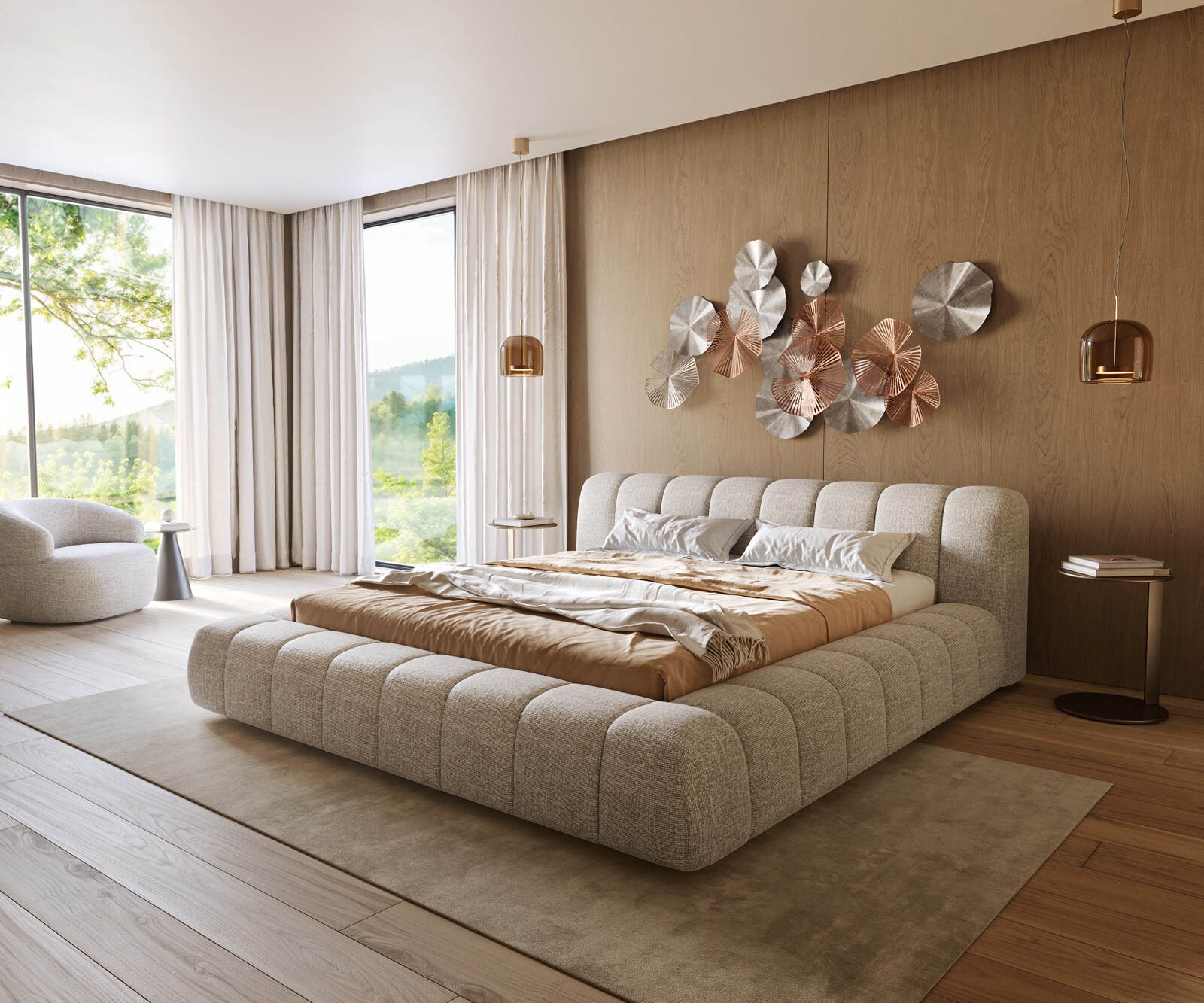 Тапицирана рамка за легло Cutio 180x200 cm тъкан Soft Beige