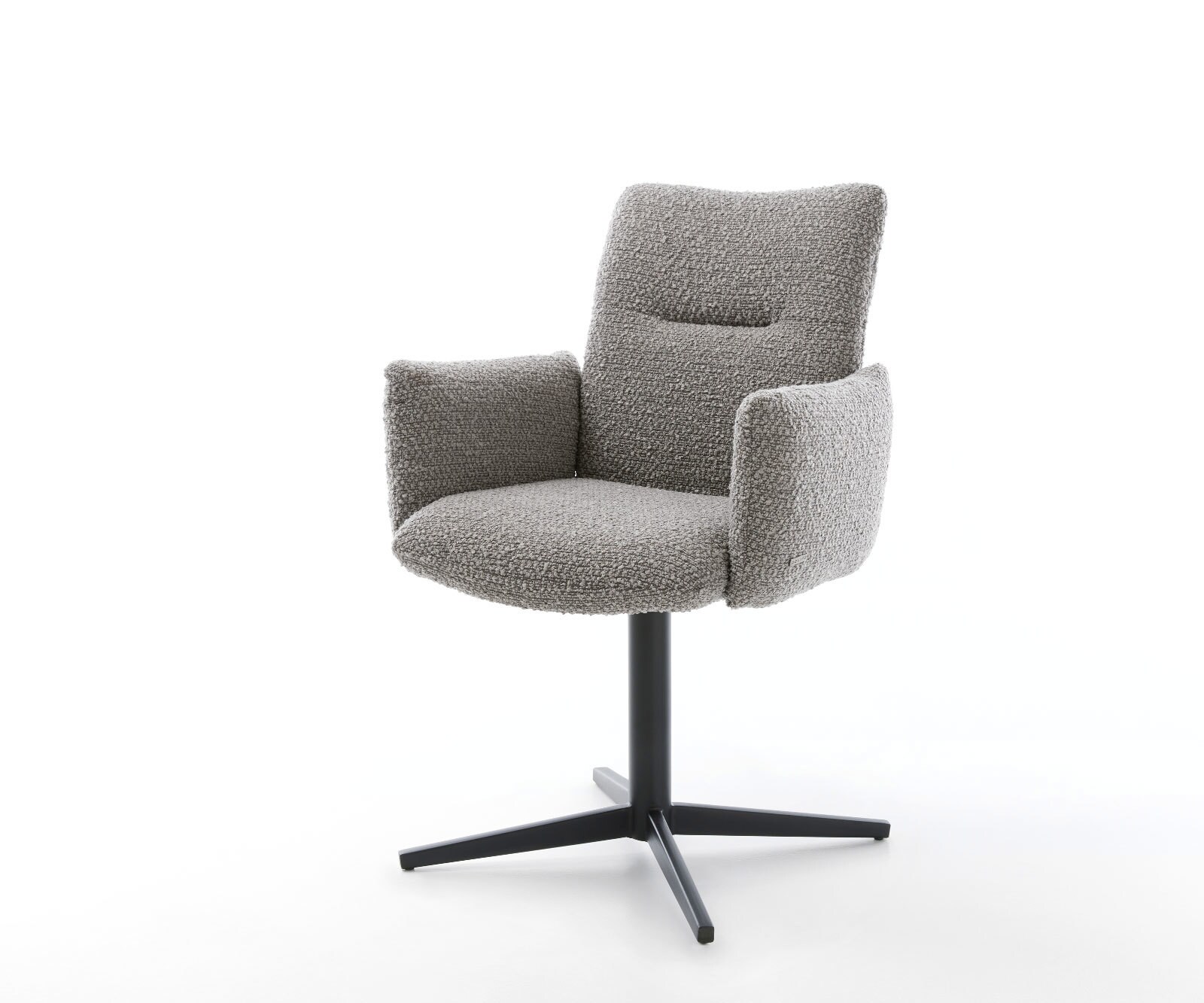 Врътящ се стол с подлакътници Букле СребристСив Офис основа Черен 360° въртящ се Покет пружина Jova-Flex 1