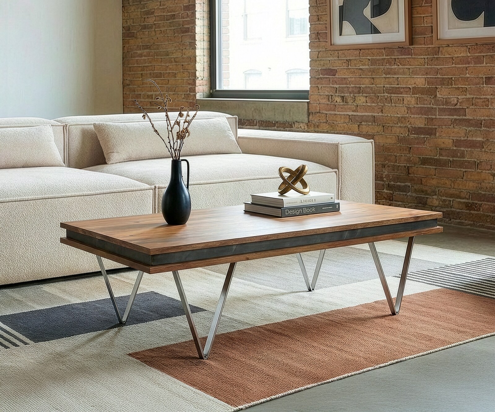 Холна маса Stonegrace 117x60x25 см Масив акация