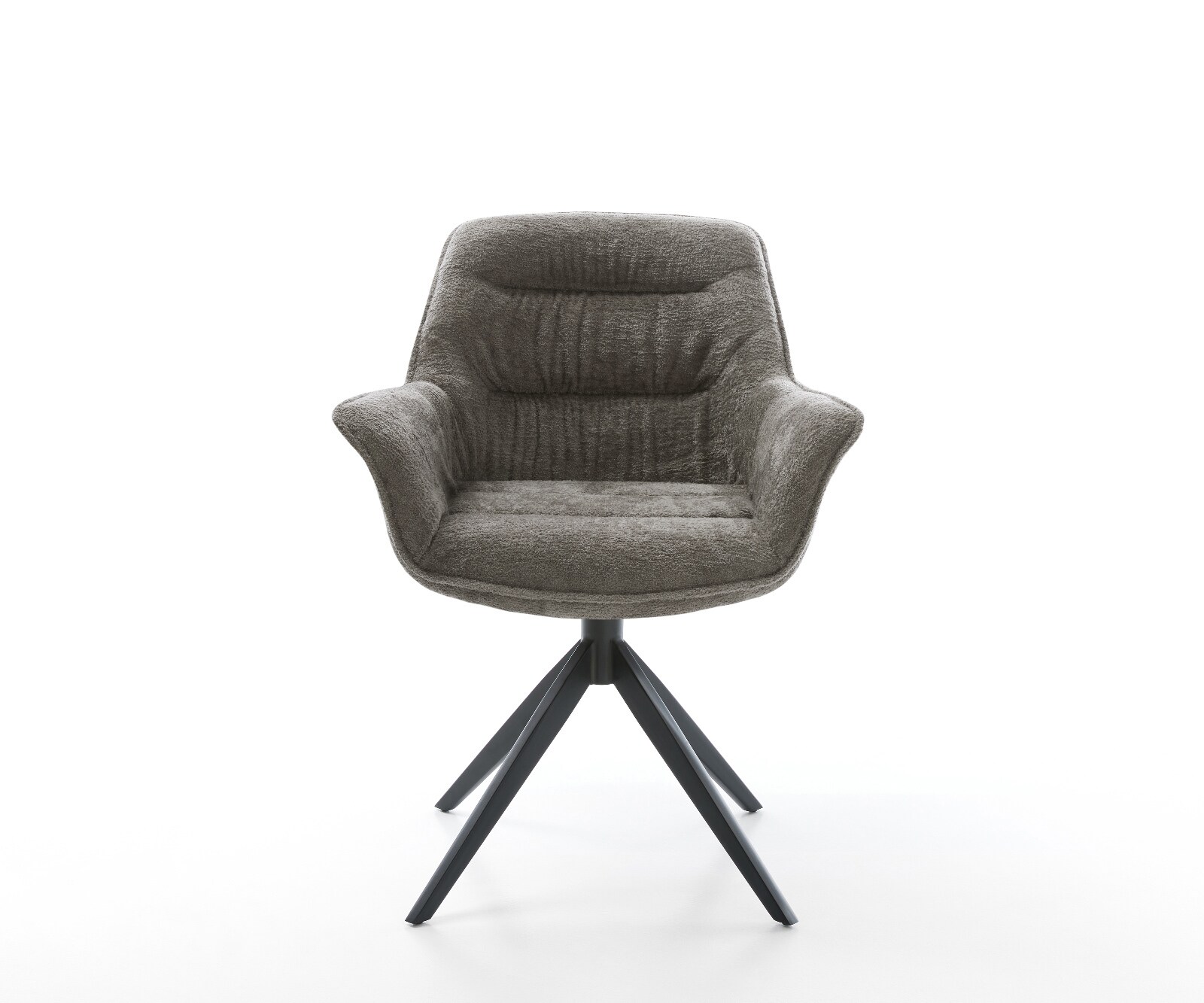 Въртящ се стол Kaira-Flex Bouclé Soft Mud Кръстосана рамка широка Черно 360° въртене Люлееща се функция 1