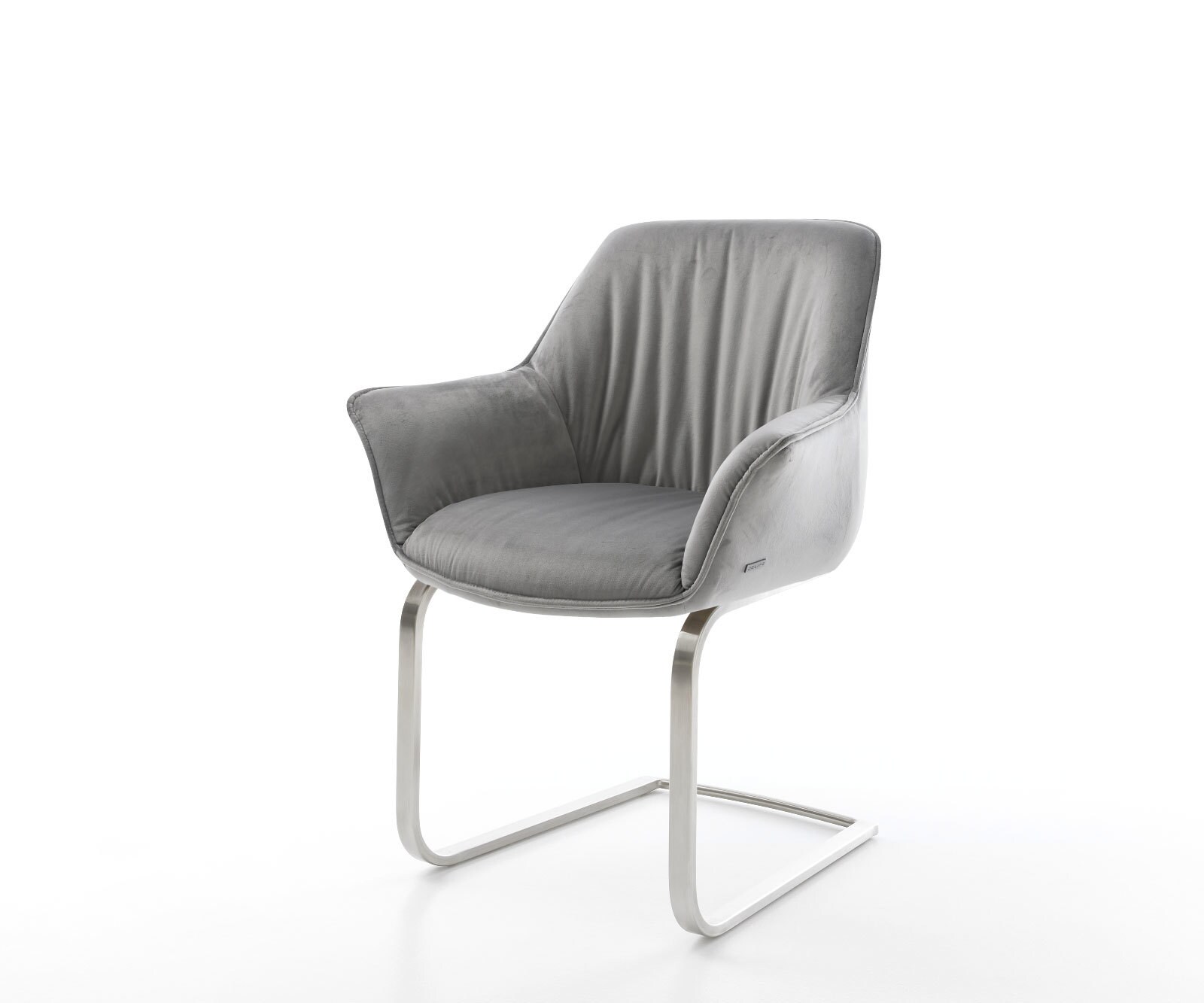 Люлеещ стол с подлакътници Кадифе Сив Конзолен крак плосък Неръждаема стомана Keila-Flex 1