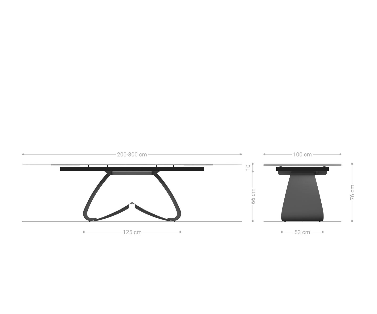 Маса 200-300x100 РелефноСтъкло ОпушеноЧерен 3D-Design W-Рамка Черен разтегателна Edge 9