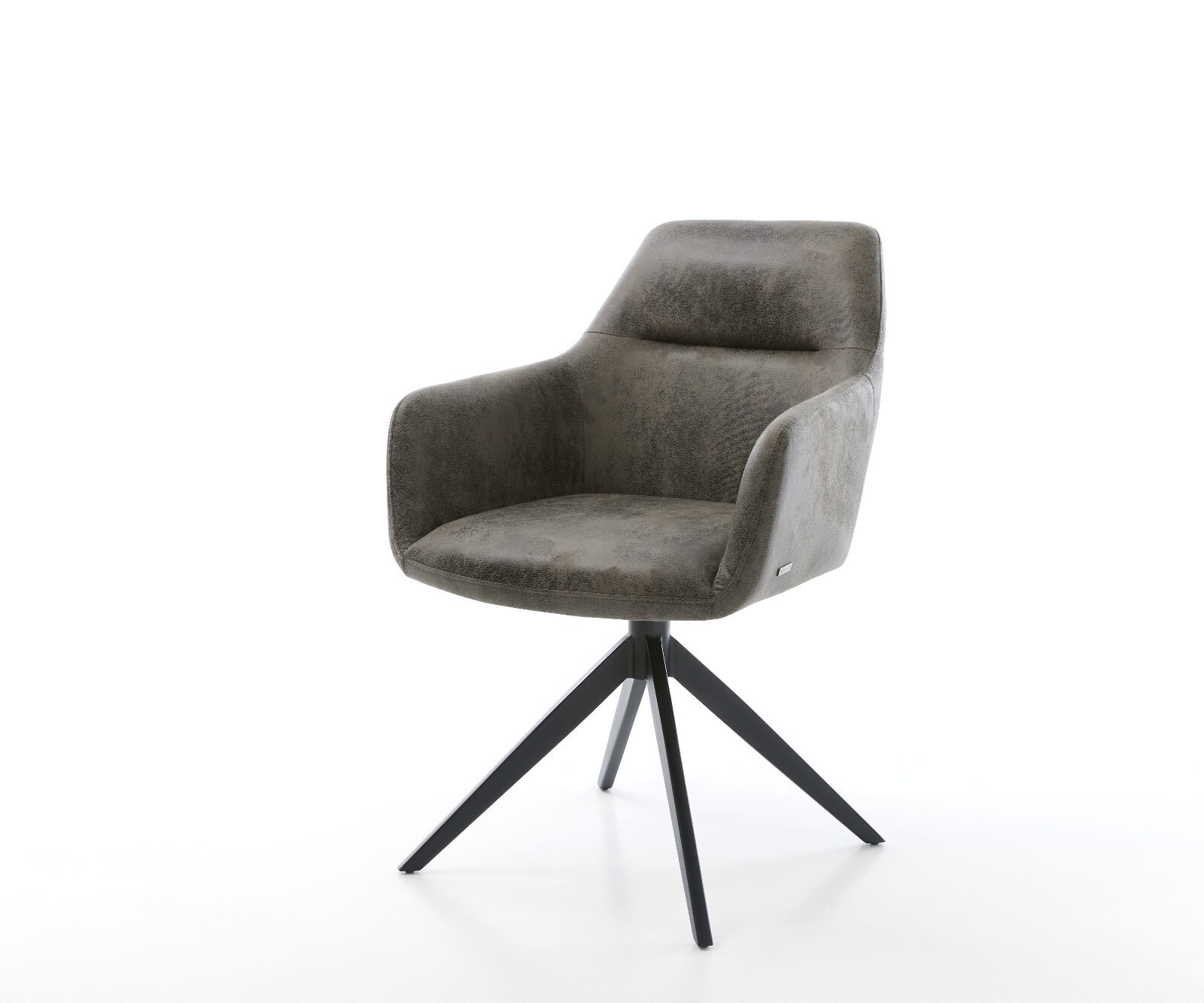 Въртящ се стол Pejo-Flex Микрофибър Сив Антик Кръстосана рамка широка Черно 360° завъртане Люлееща се функция Ядро от джобни пружини