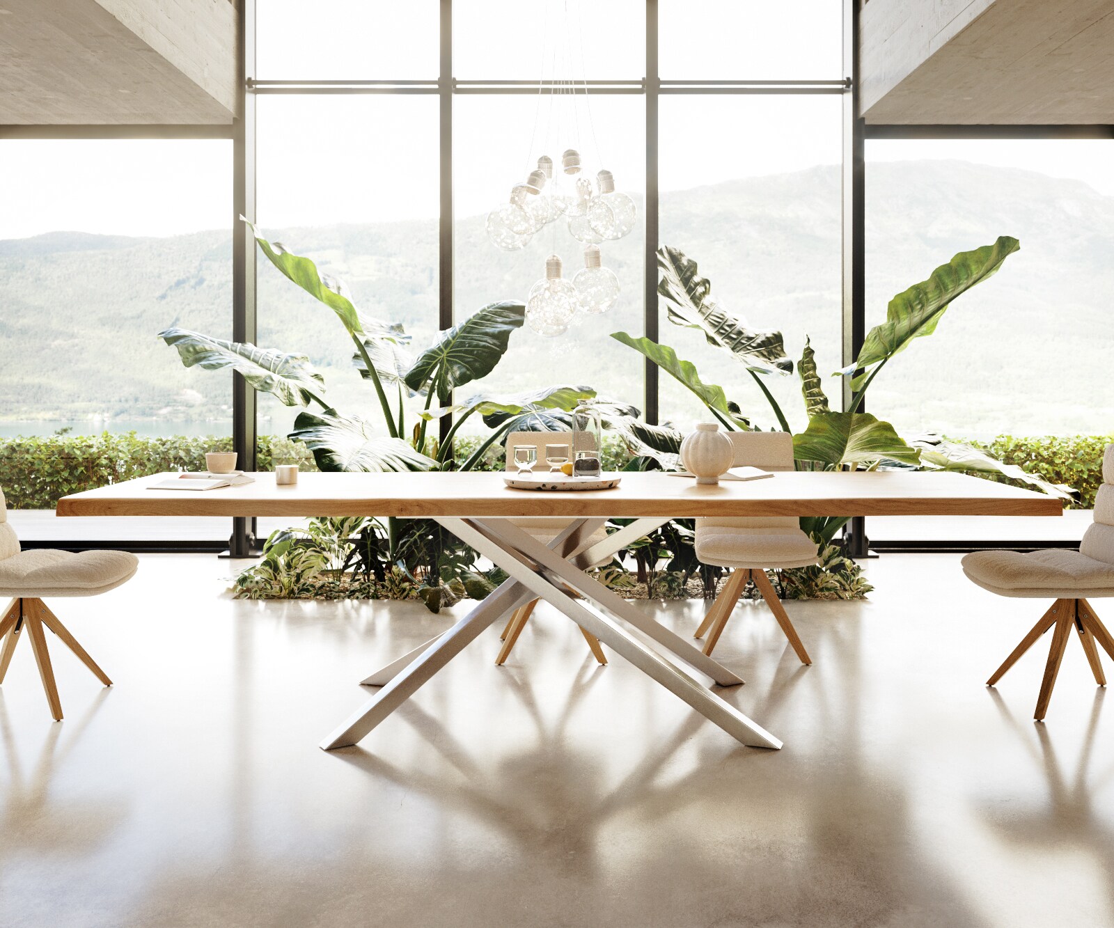 Маса 300x100 Дъб Натурал КръстРамка Правоъгълник Неръждаема стомана Edge 3