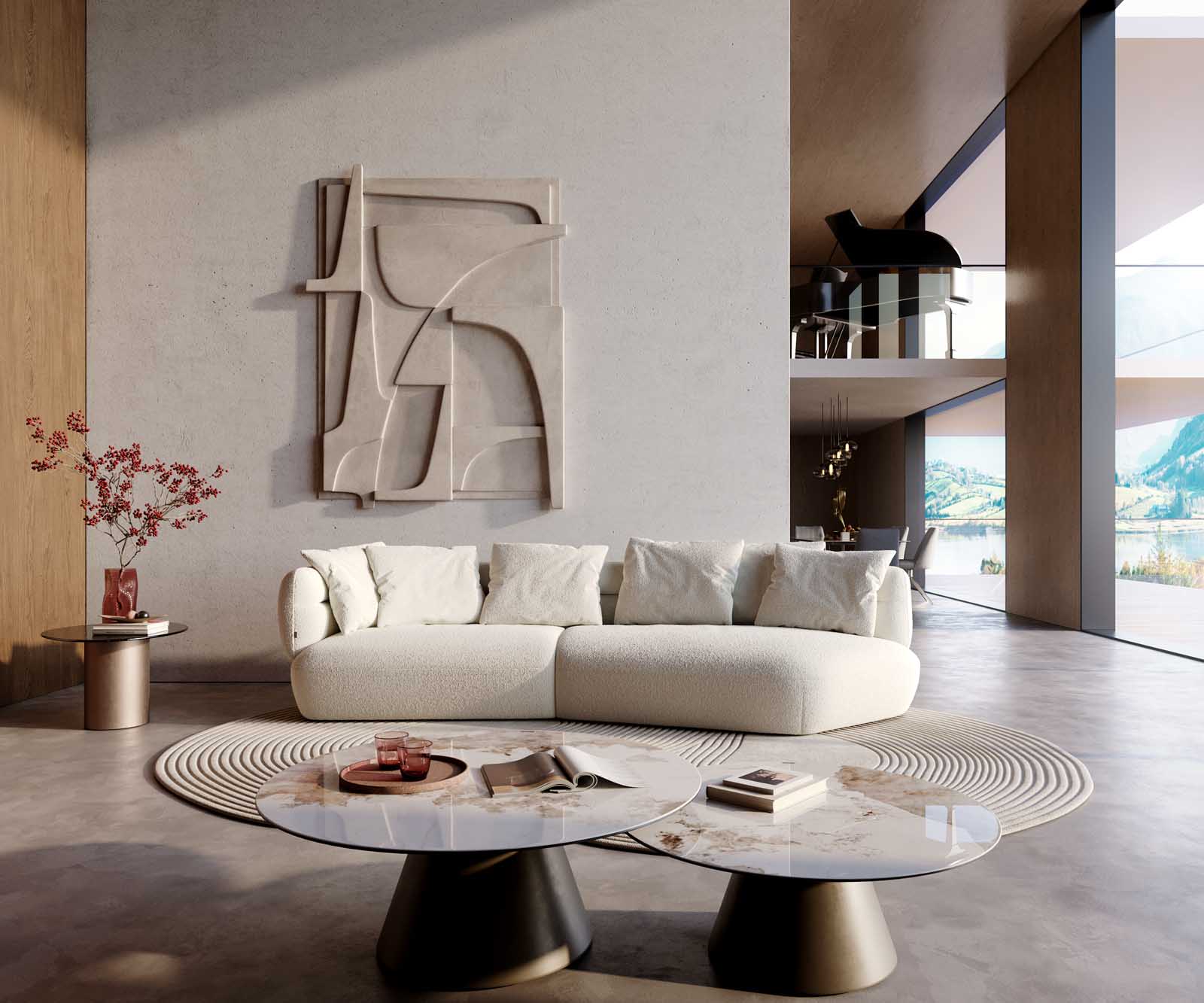 Диван Roya 320x140 cm Bouclé кремаво-бяло 1 Диван Roya 320x140 cm Bouclé кремаво-бяло 1