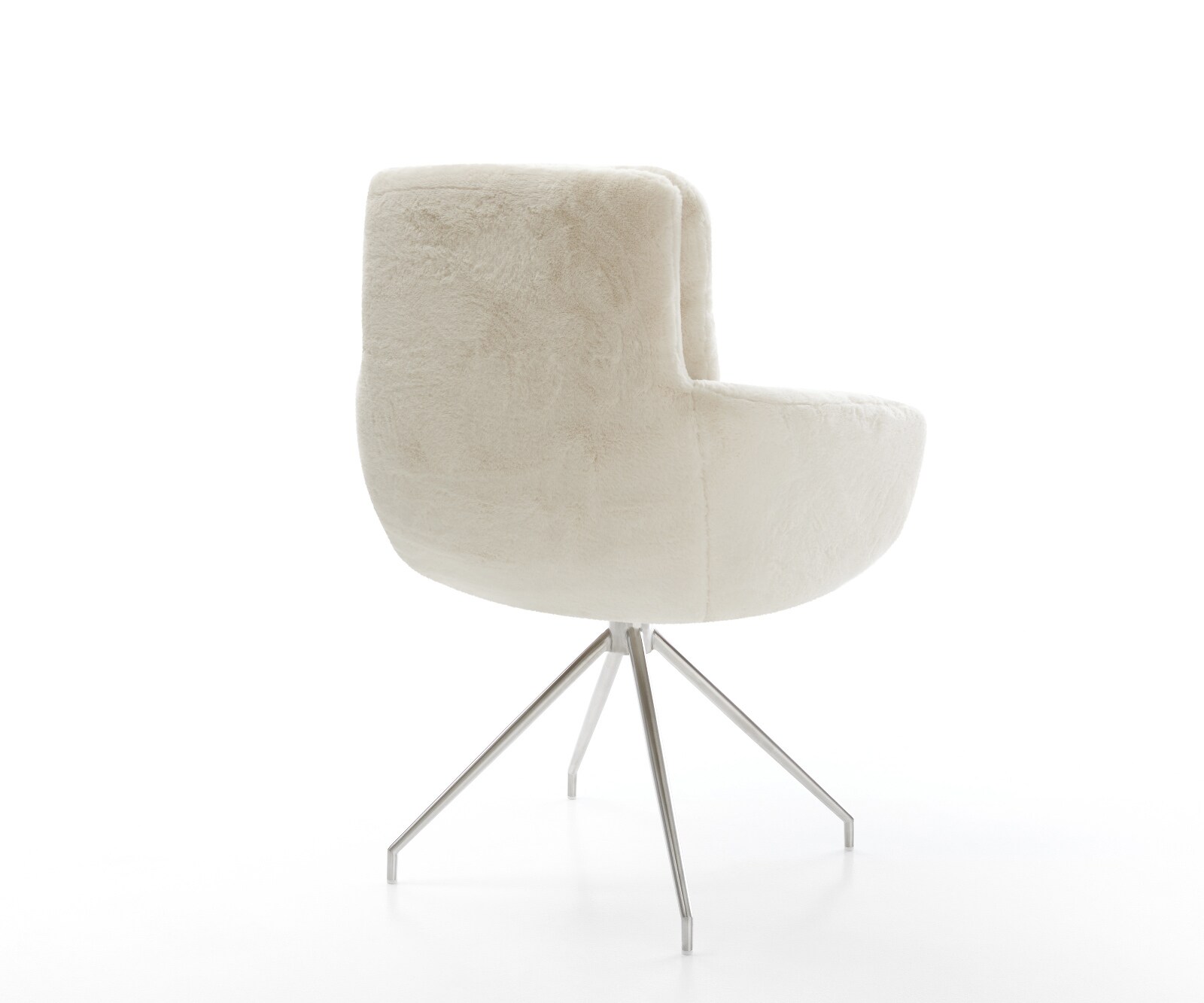 Стол за хранене Abelia-Flex с подлакътници плюшен крем-бял кръстосана рамка конична неръждаема стомана 5