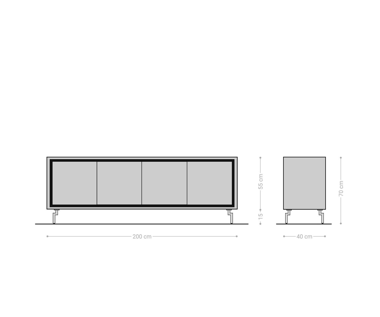 Шкаф Stonegrace 200 cm естествен дъб 4 врати основа овал матирана неръждаема стомана 5