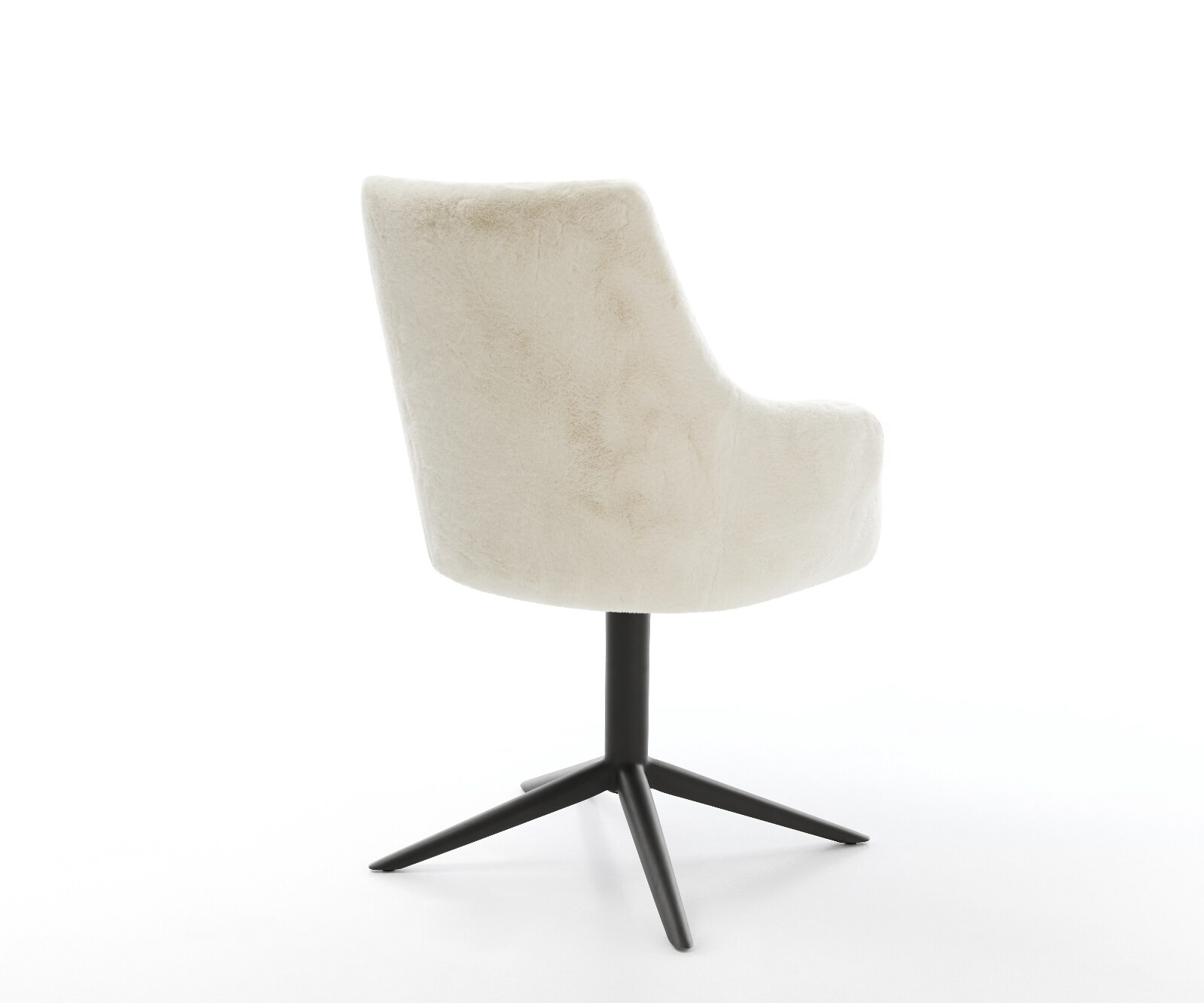 Въртящ се стол Alja-Flex с подлакътници Плюш кремаво-бяло Основа черно Въртене на 360° Люлееща се функция Ядро от джобни пружини 5