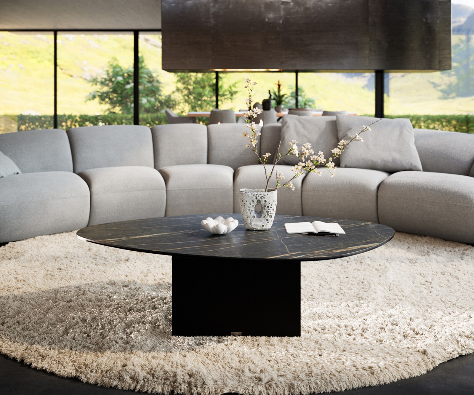 Масичка за кафе Edge Organic 140x76 cm Ceramic Laminam® Noir Desir Brown Salto Metal Black 2