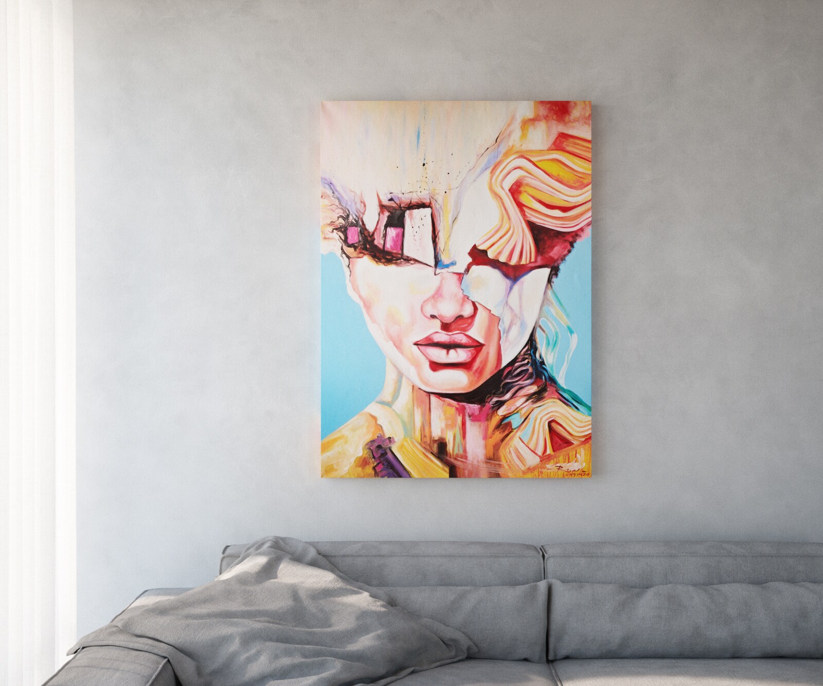 Живопис "Експресия" Многоцветно 100x140 cm Акрил върху платно 1