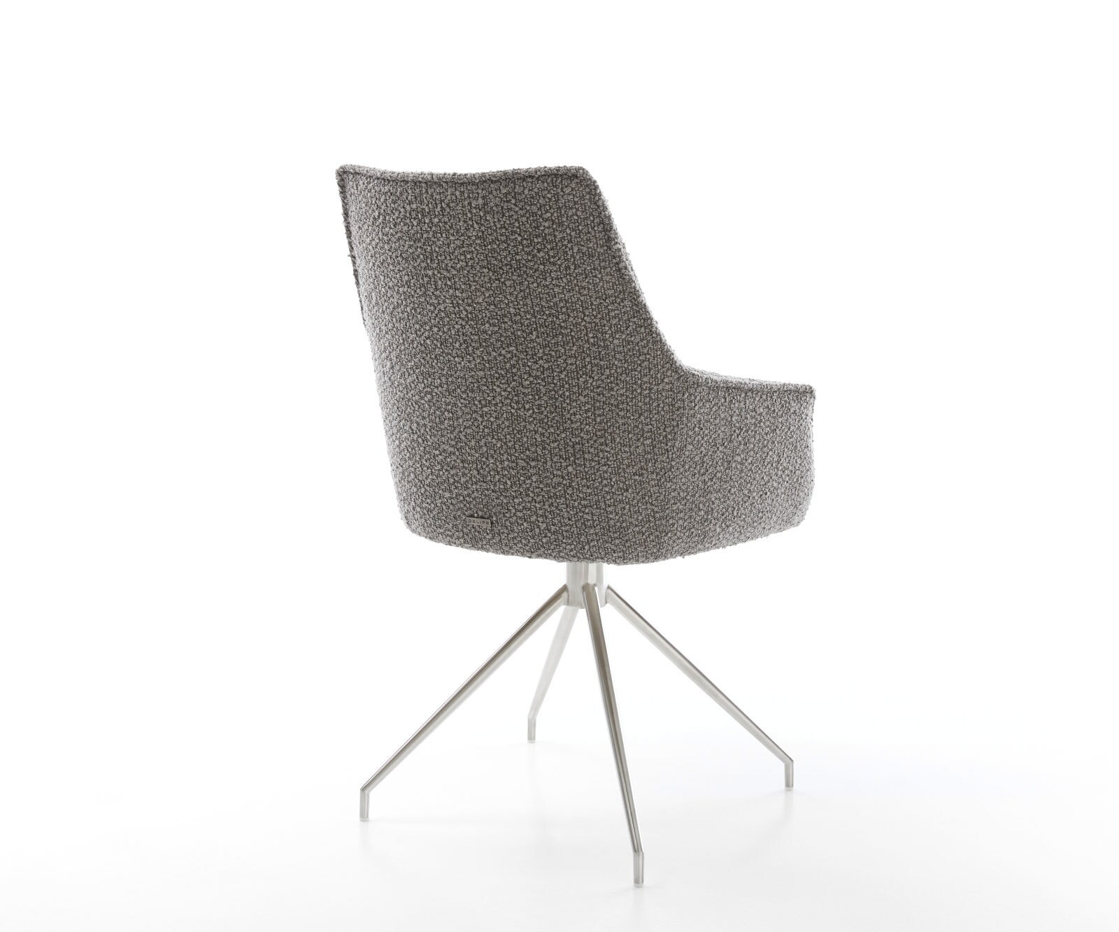 Врътящ се стол с подлакътници Букле СребристСив Конус крак кръгъл Неръждаема стомана 180° въртящ се Покет пружина Alja-Flex 5