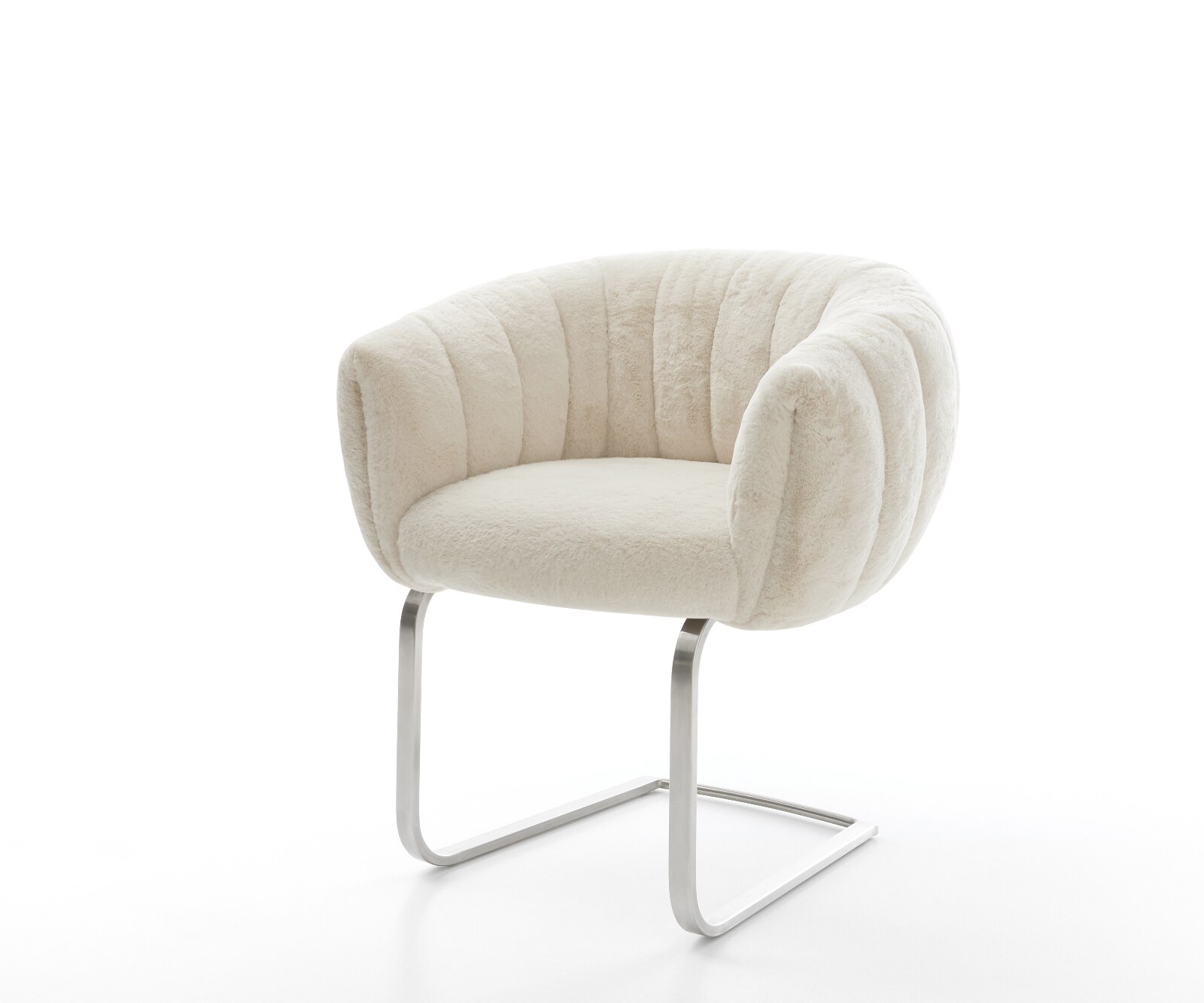 Стол с конзола Jada-Flex плюшен крем-бял Стол с конзола с плоска сърцевина от джобни пружини от неръждаема стомана 1