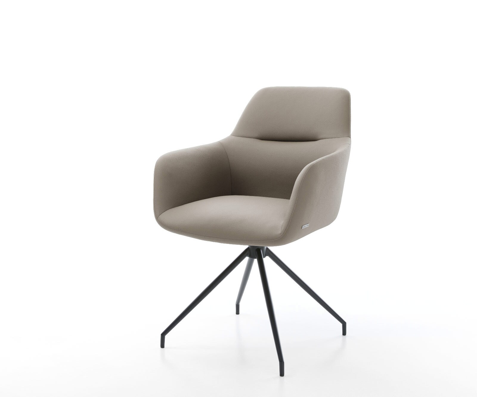 Врътящ се стол Естествена кожа Сиво-Кафяв Конус крак кръгъл Черен 180° въртящ се Pejo-Flex 1