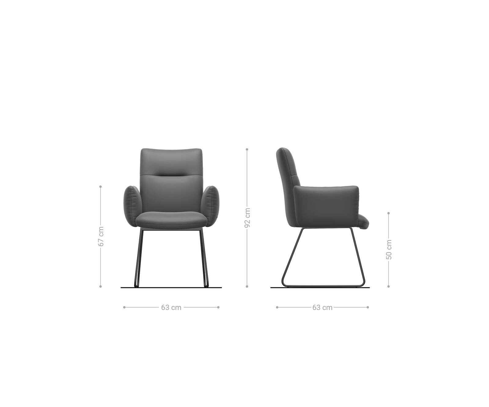 Трапезен стол с подлакътници Шенил СребристСив Извити крака Неръждаема стомана Покет пружина Jova-Flex 6