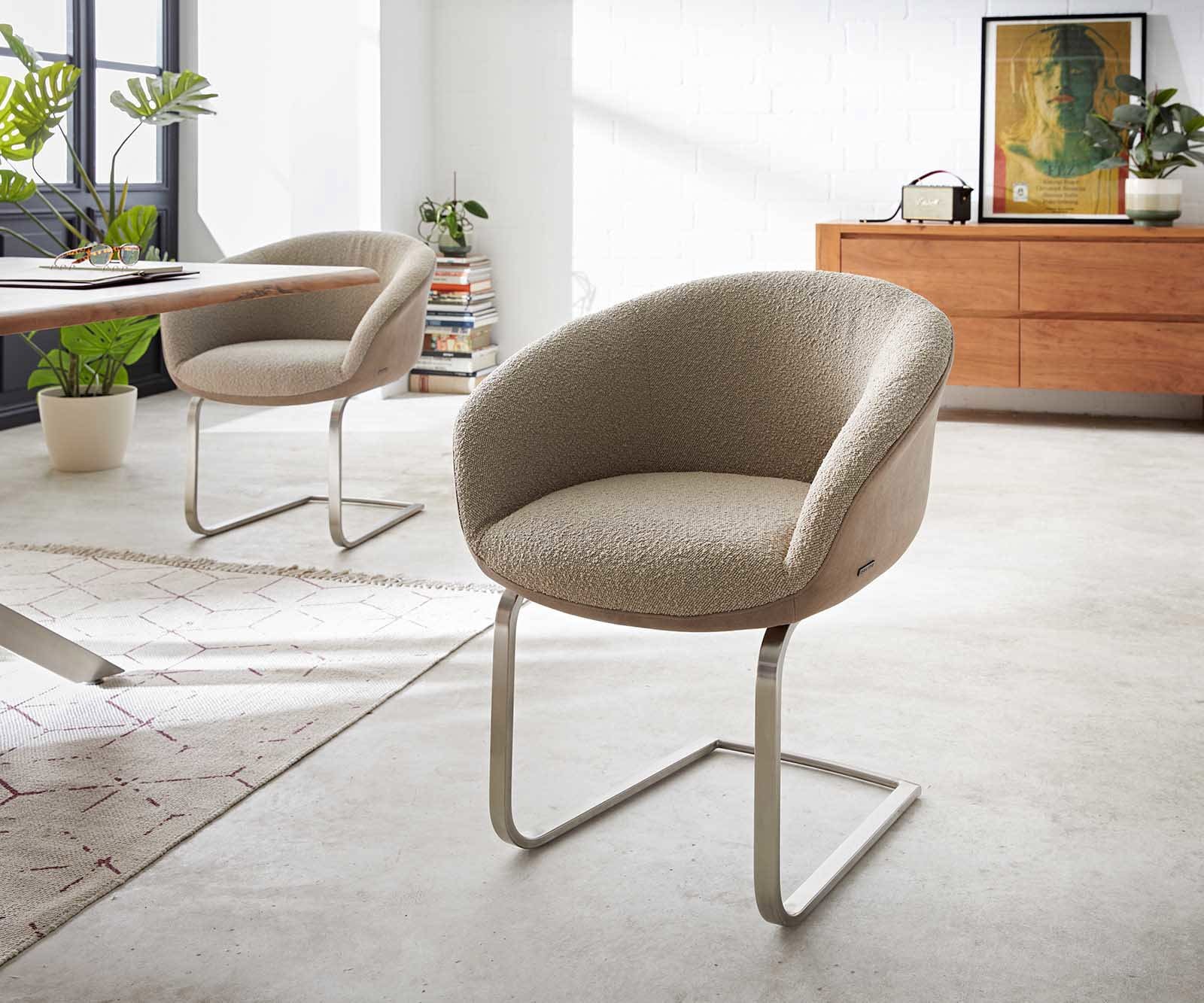 Люлеещ стол с подлакътници Микс от дамаски Сиво-Кафяв Конзолен крак плосък Неръждаема стомана Покет пружина Vinka-Flex Люлеещ стол с подлакътници Микс от дамаски Сиво-Кафяв Конзолен крак плосък Неръждаема стомана Покет пружина Vinka-Flex